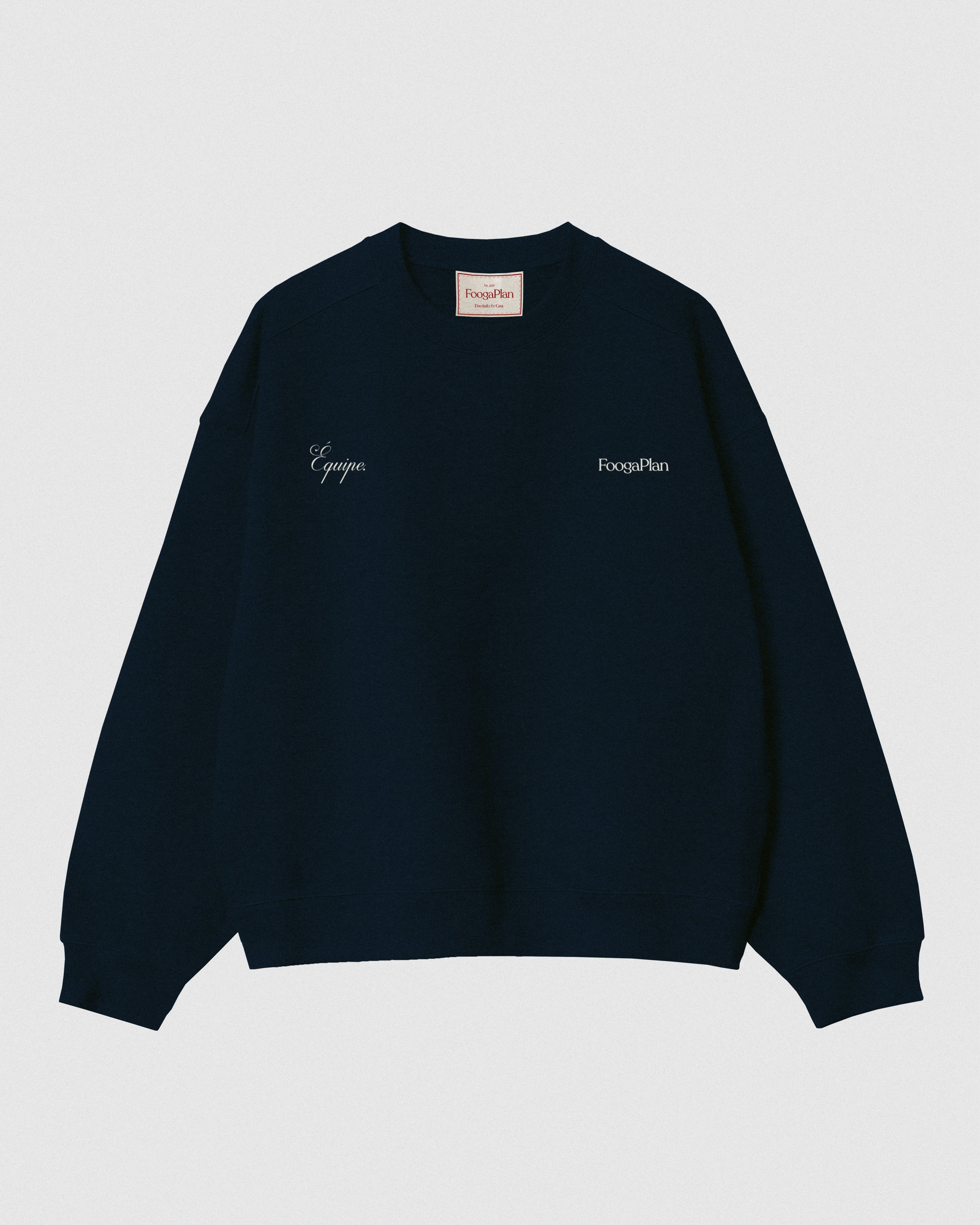 sudadera crewneck azul marino navy serigrafía algodón foogaplan unisex