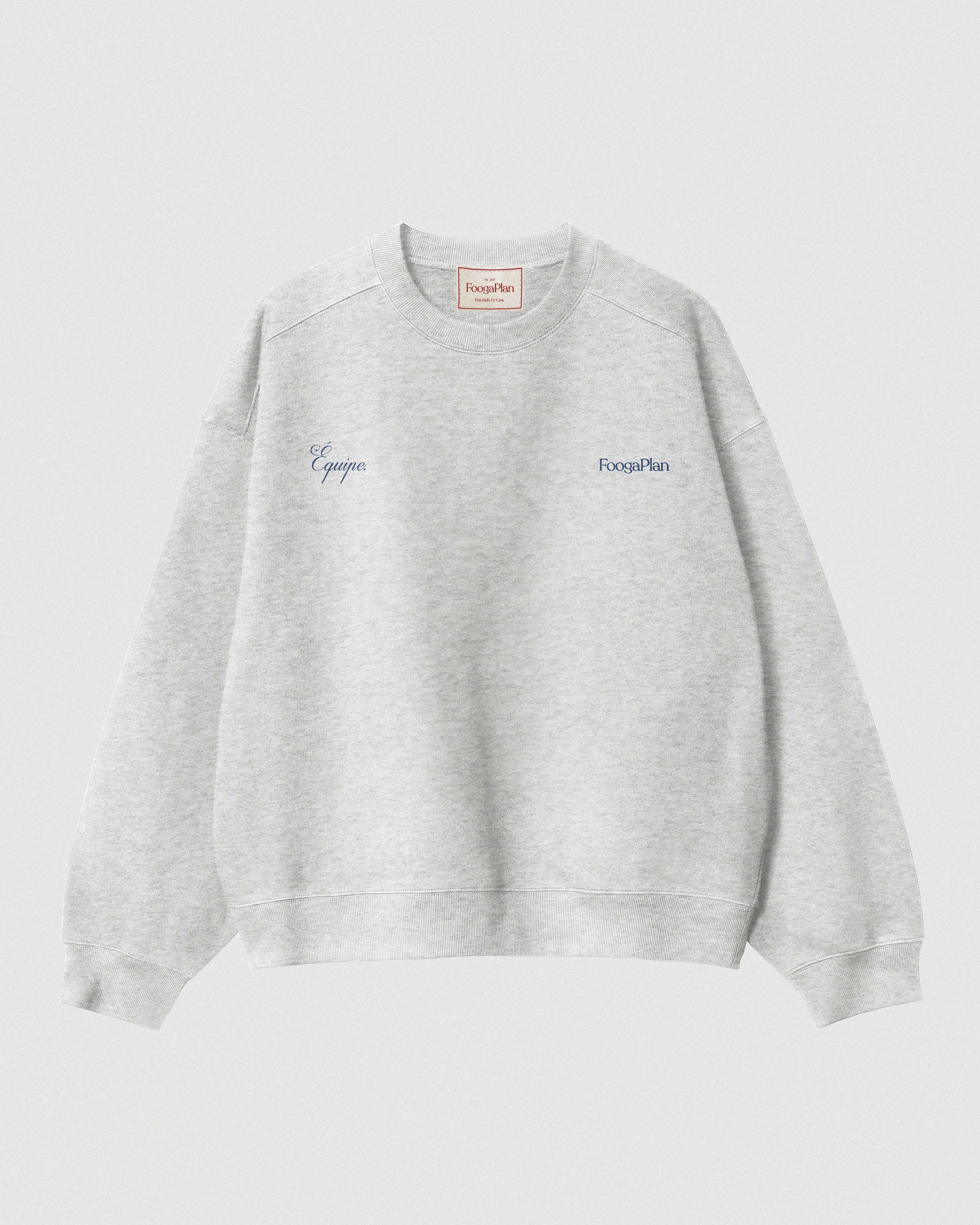 Sudadera Équipe Crewneck gris jaspeado vista frontal - 100% algodón fabricada en Portugal