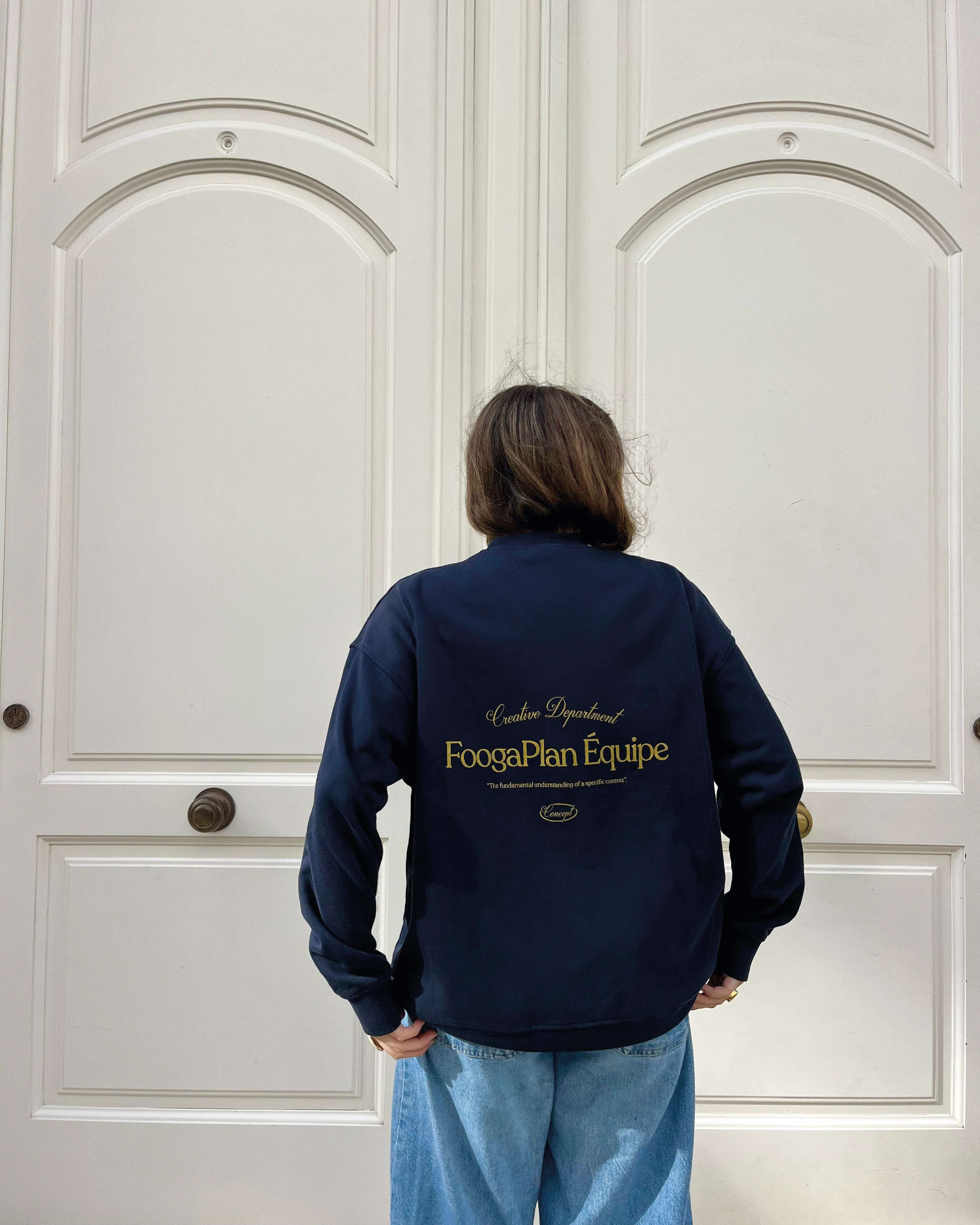 sudadera crewneck azul marino navy serigrafía algodón foogaplan unisex