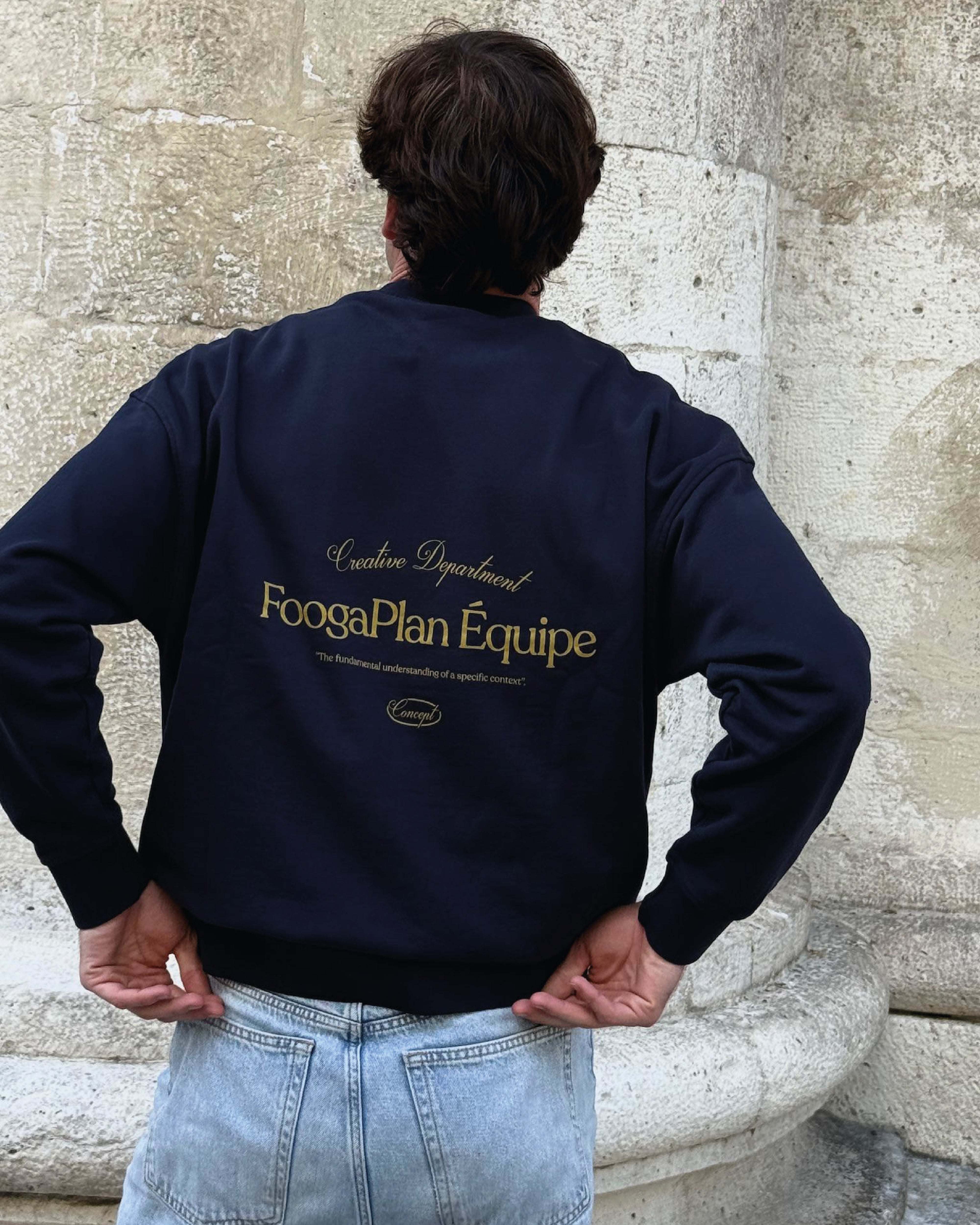 sudadera crewneck azul marino navy serigrafía algodón foogaplan unisex