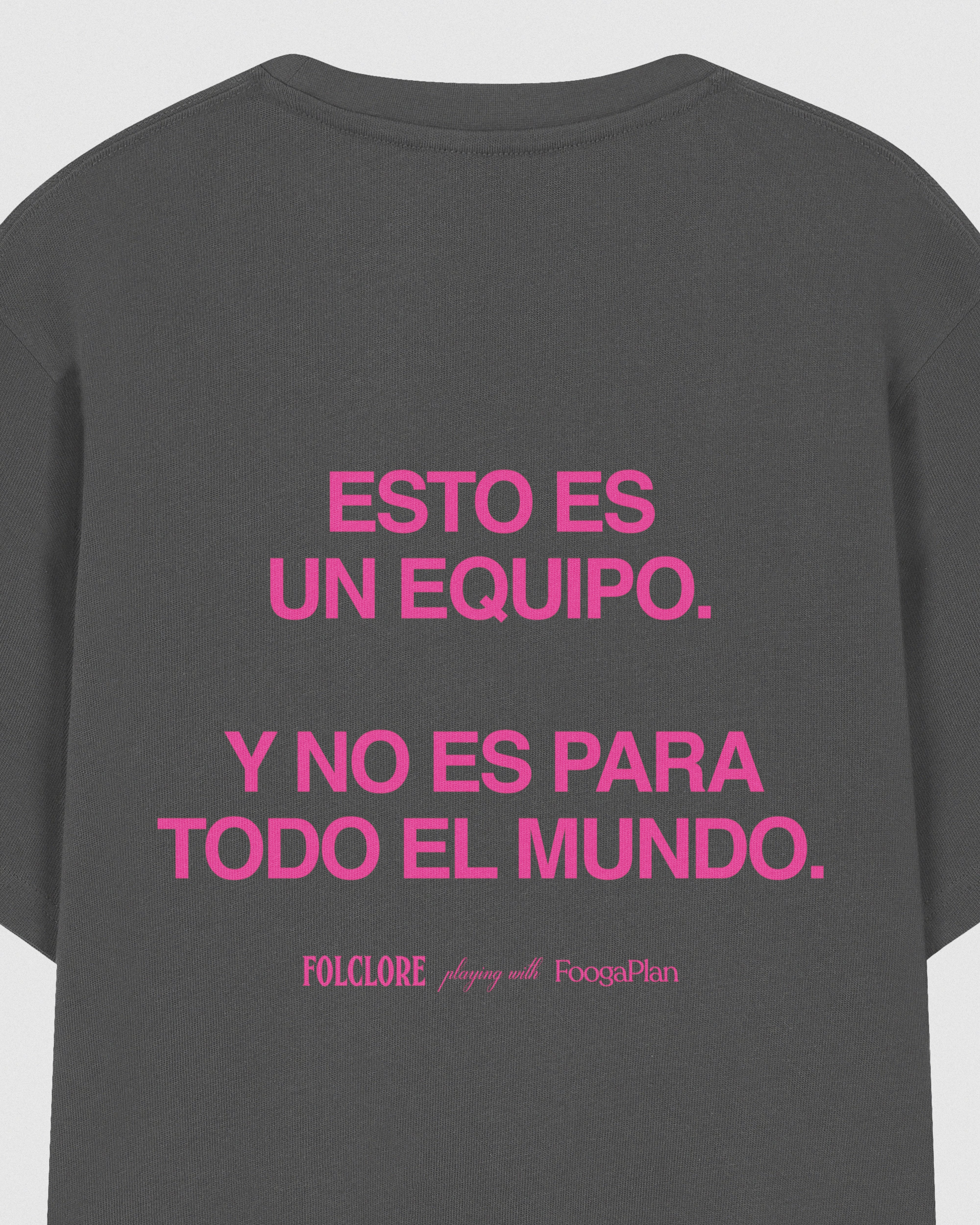 Camiseta manga corta relaxed fit FoogaPlan gris y rosa esto es un equipo 100% algodón