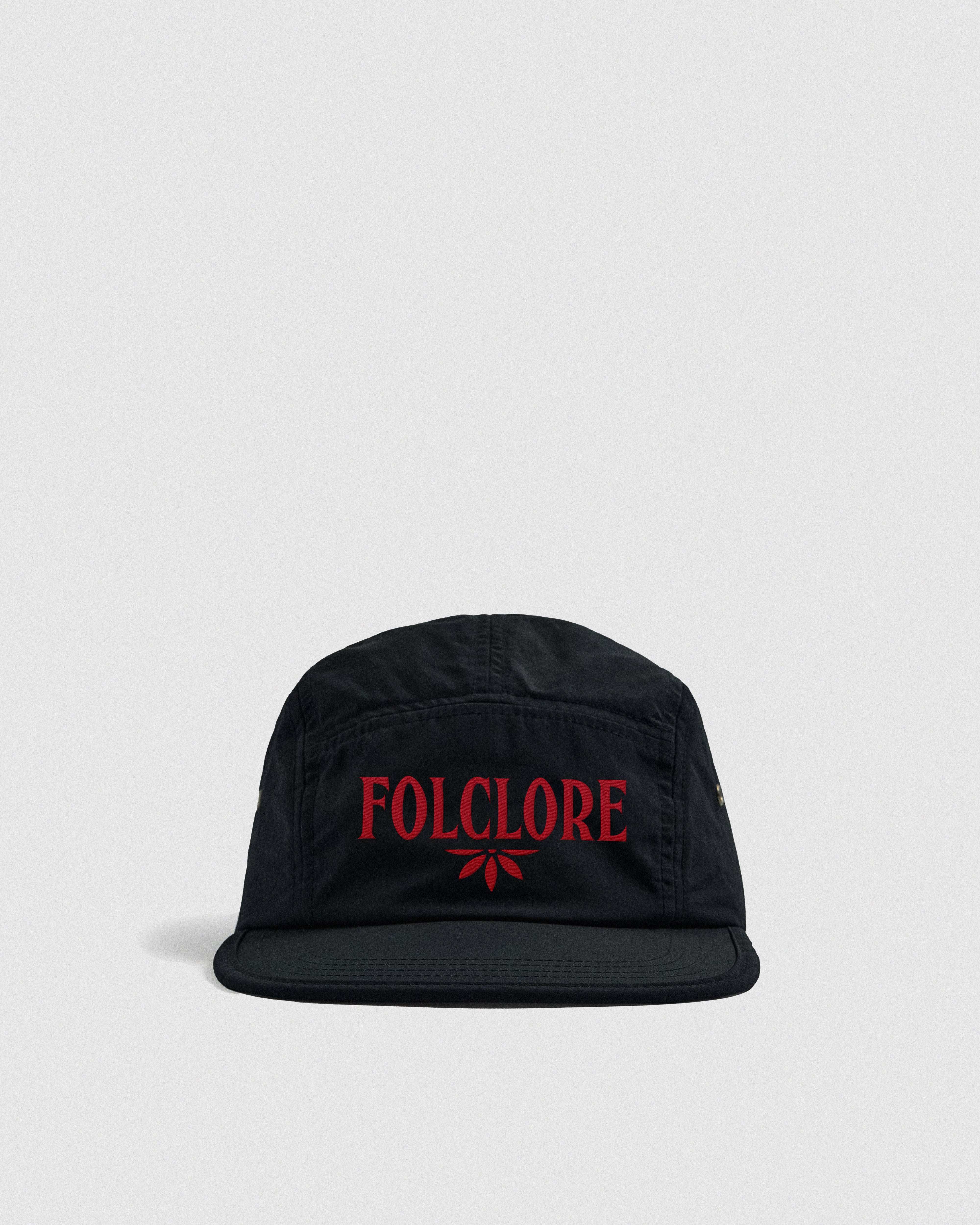 Detalle bordado rojo gorra Folclore Black - edición limitada verano