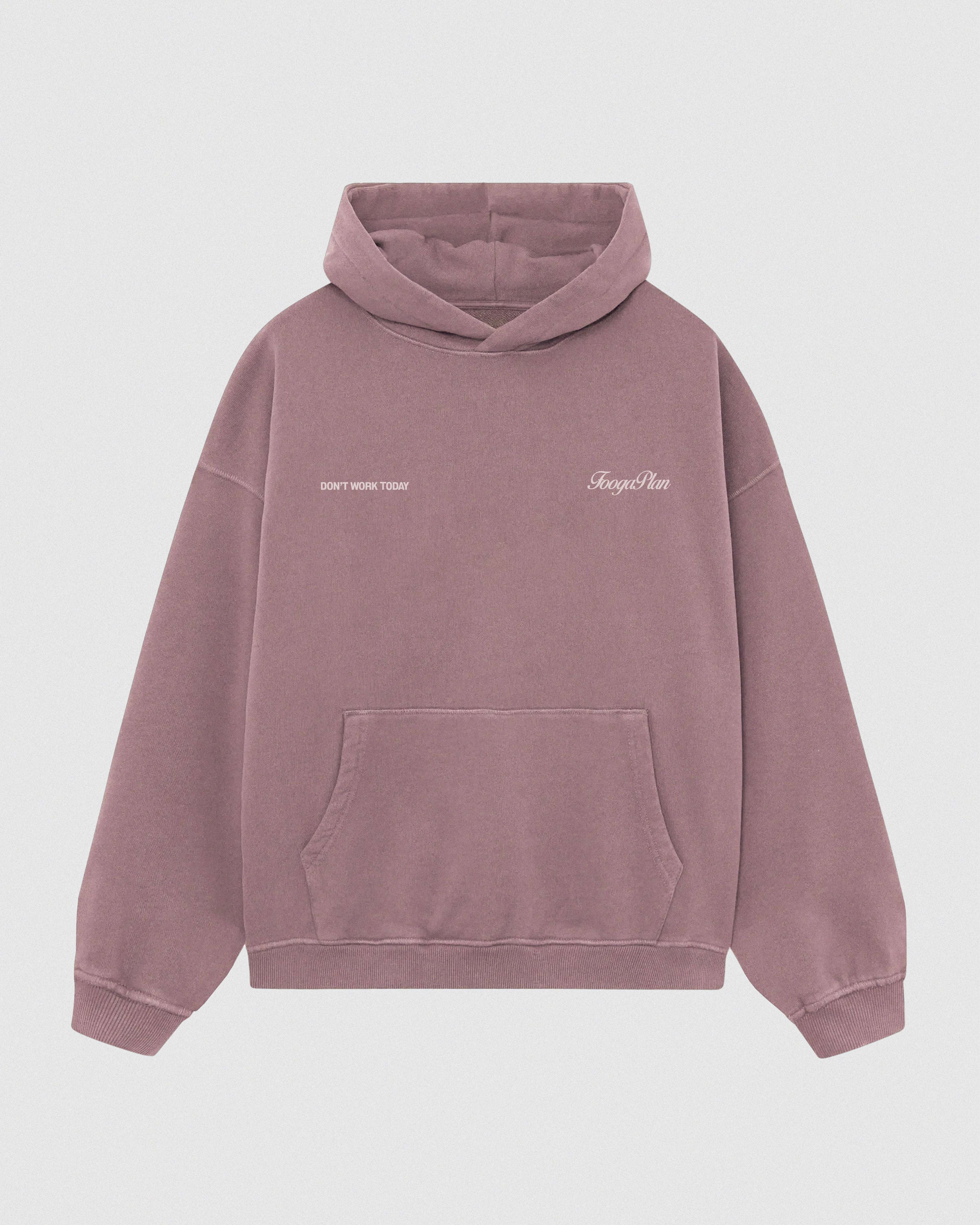 Hoodie Don't Work rosa con capucha y serigrafía frontal - FoogaPlan