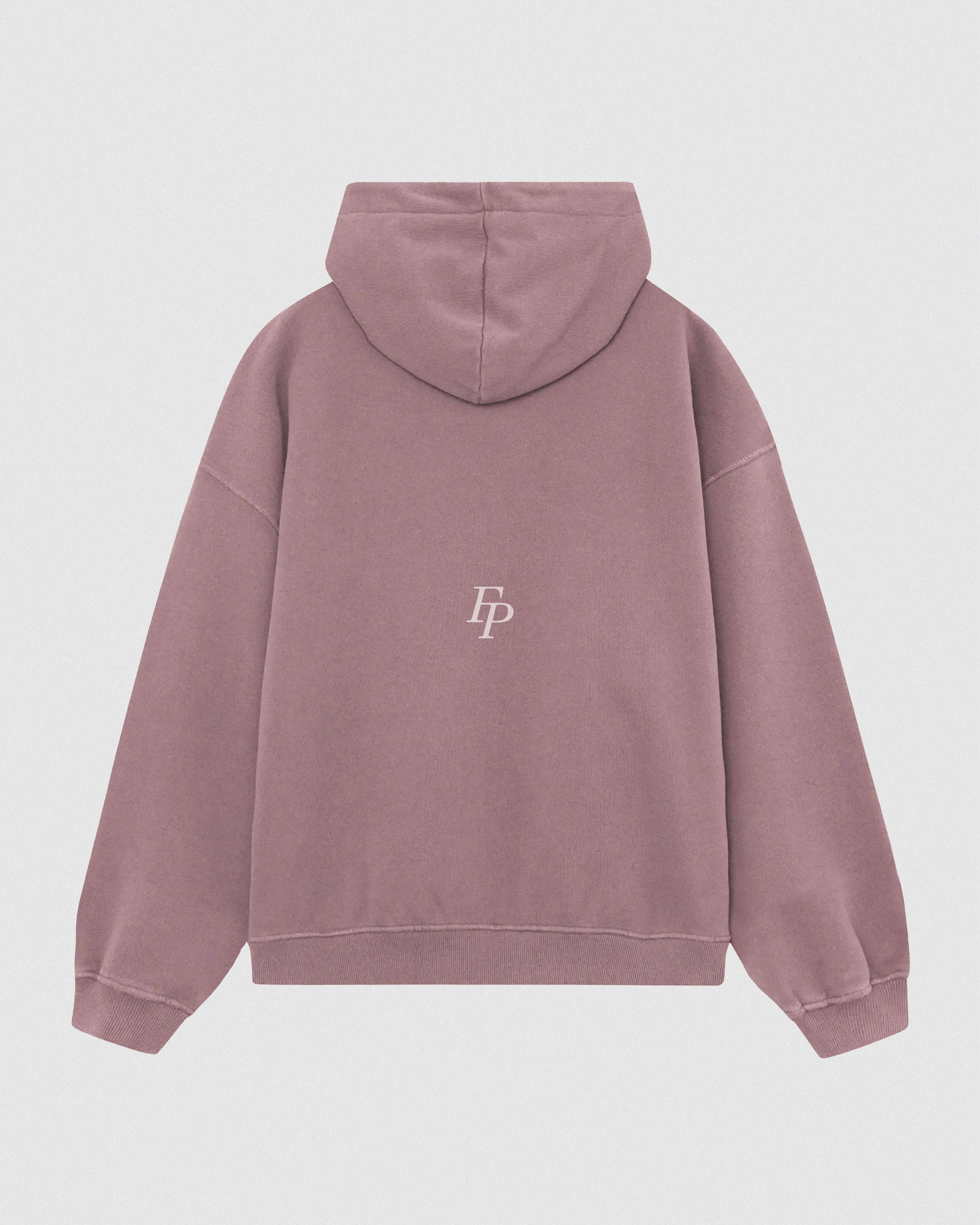 Vista trasera hoodie rosa Don't Work con serigrafía espalda - FoogaPlan