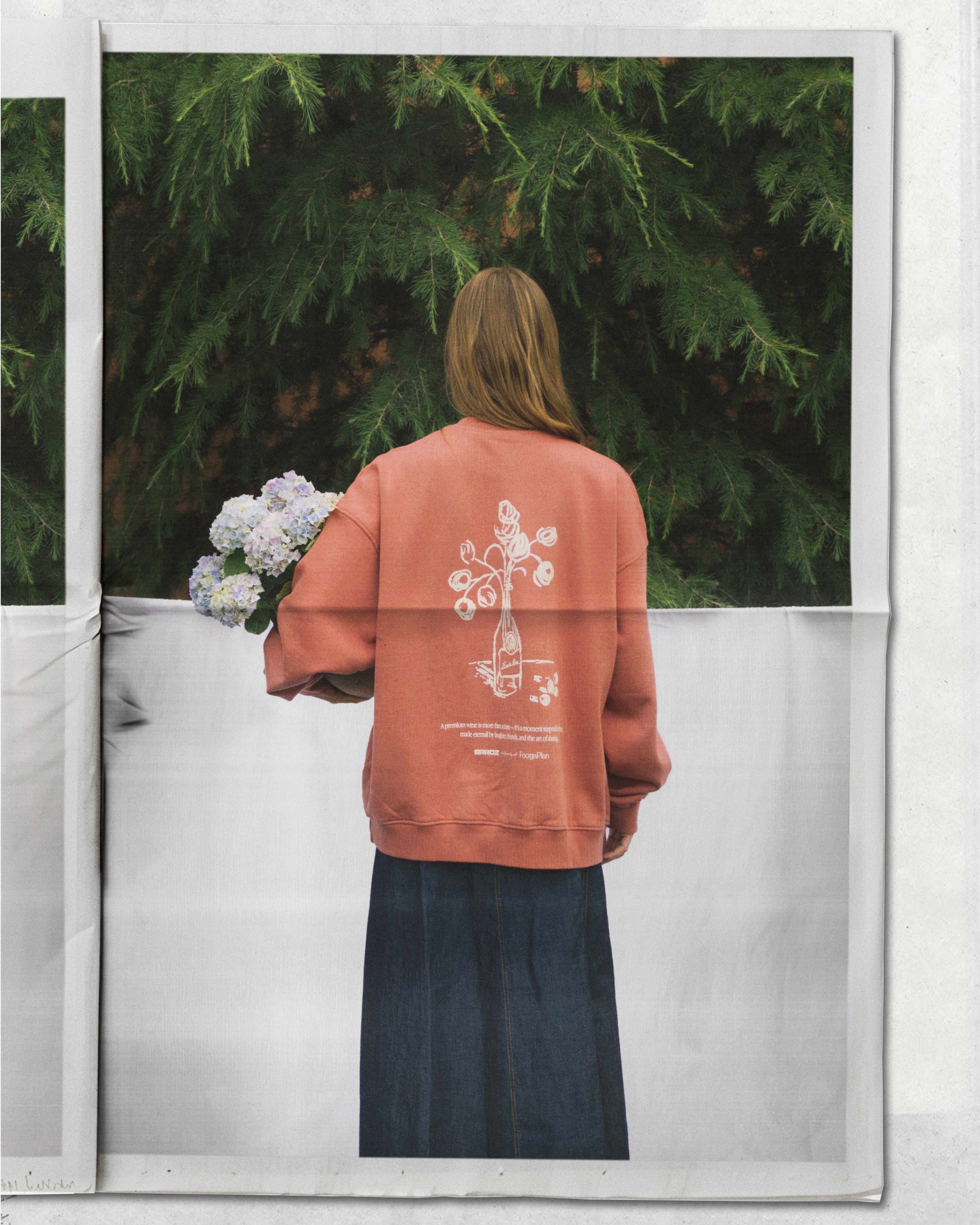 Sudadera oversized Crewneck Fine Wine - modelo Pablo Erroz FoogaPlan algodón premium