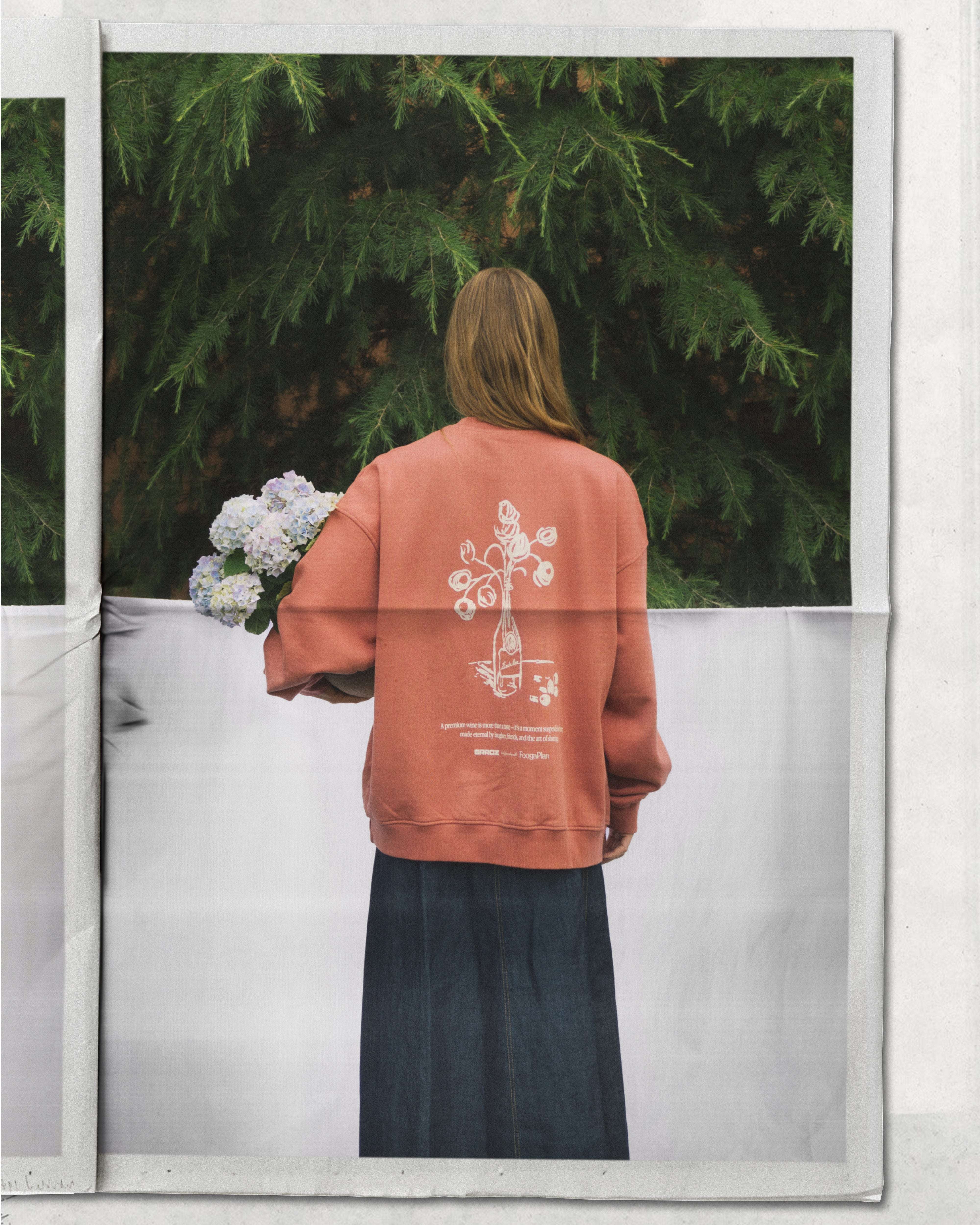 Sudadera oversized Crewneck Fine Wine - modelo Pablo Erroz FoogaPlan algodón premium