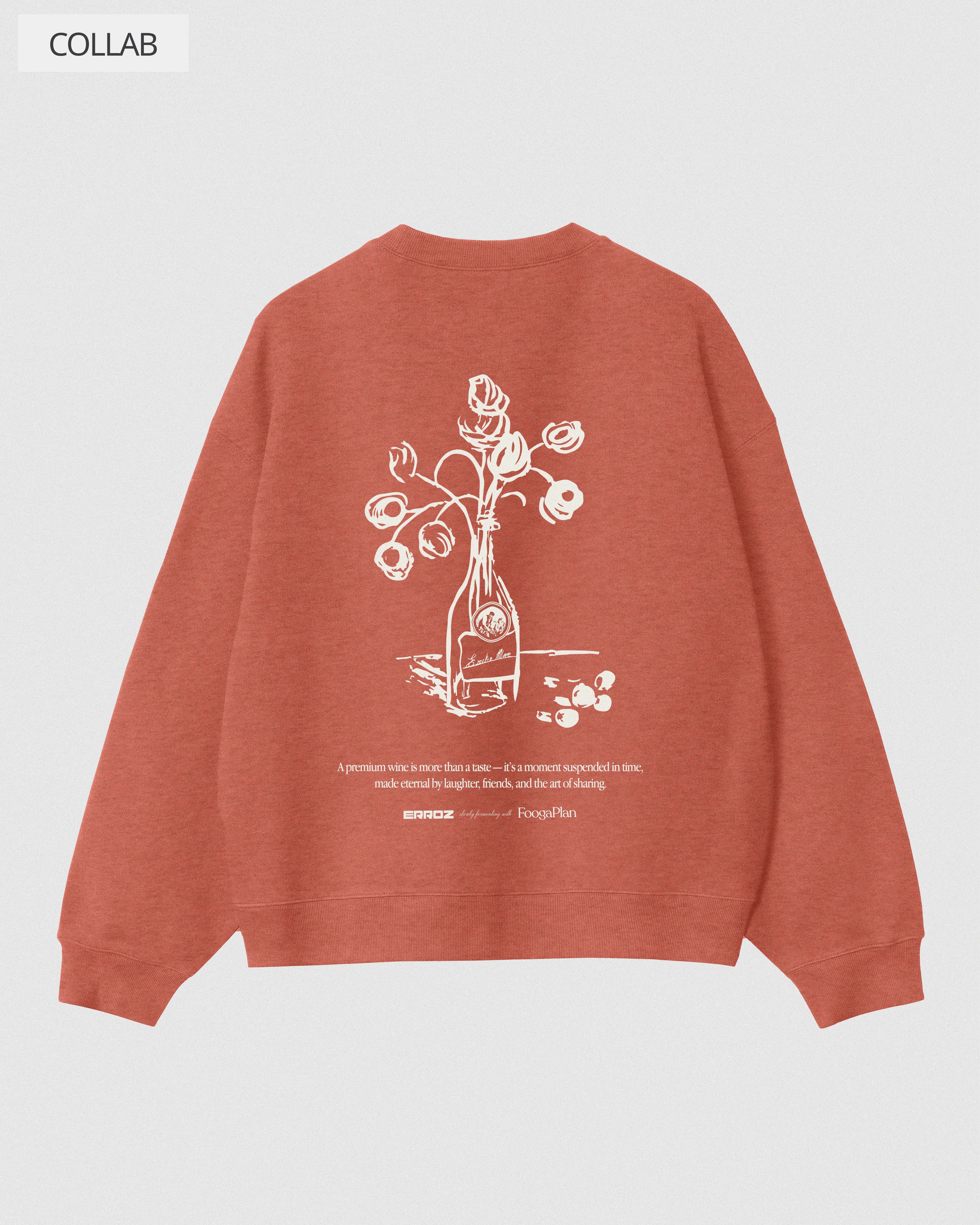 Sudadera Crewneck Fine Wine FoogaPlan x Pablo Erroz x Emilio Moro - detalle estampado vino