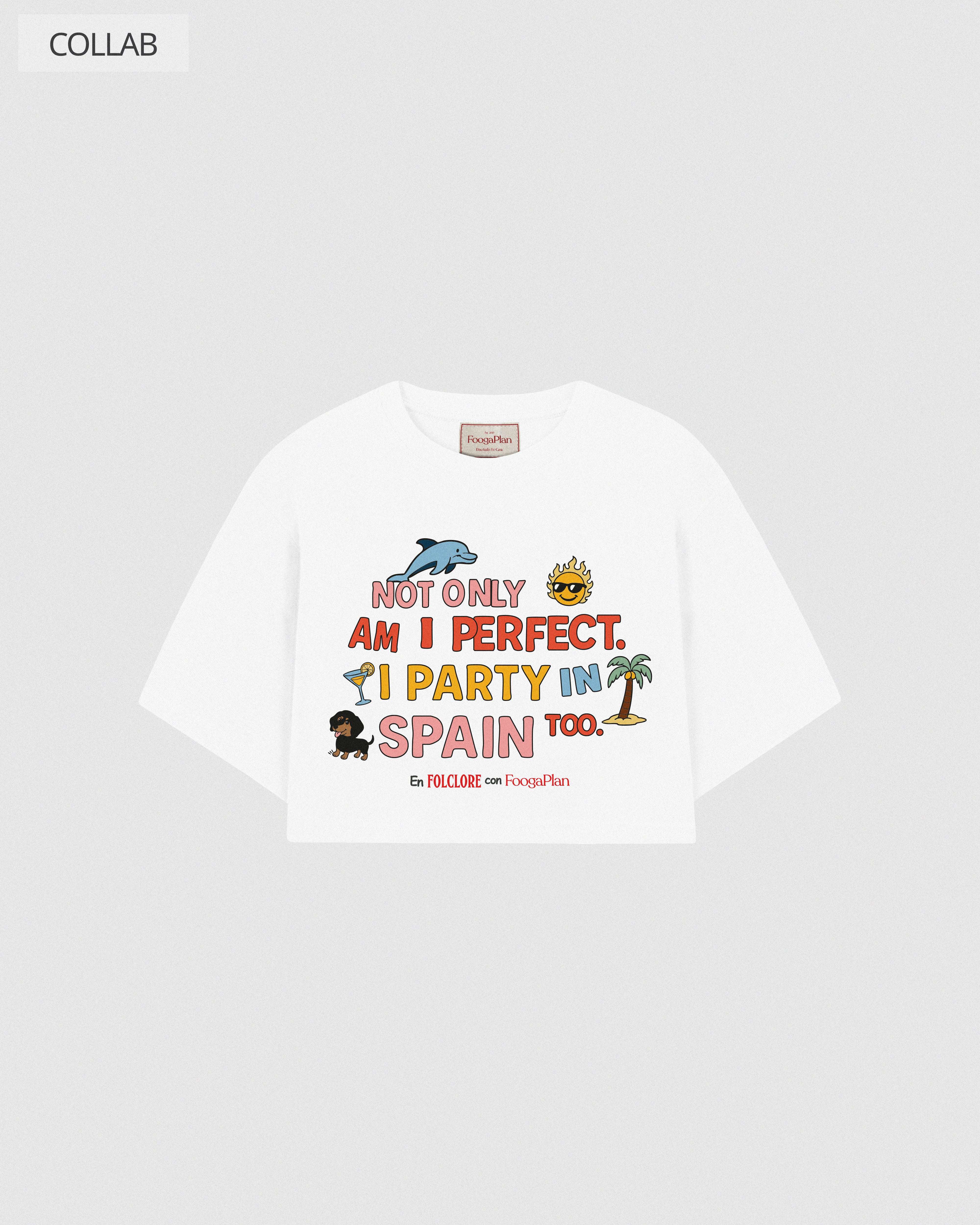 Camiseta Typical Spanish Cropped FoogaPlan x Folclore - vista frontal alguien que me quiere mucho