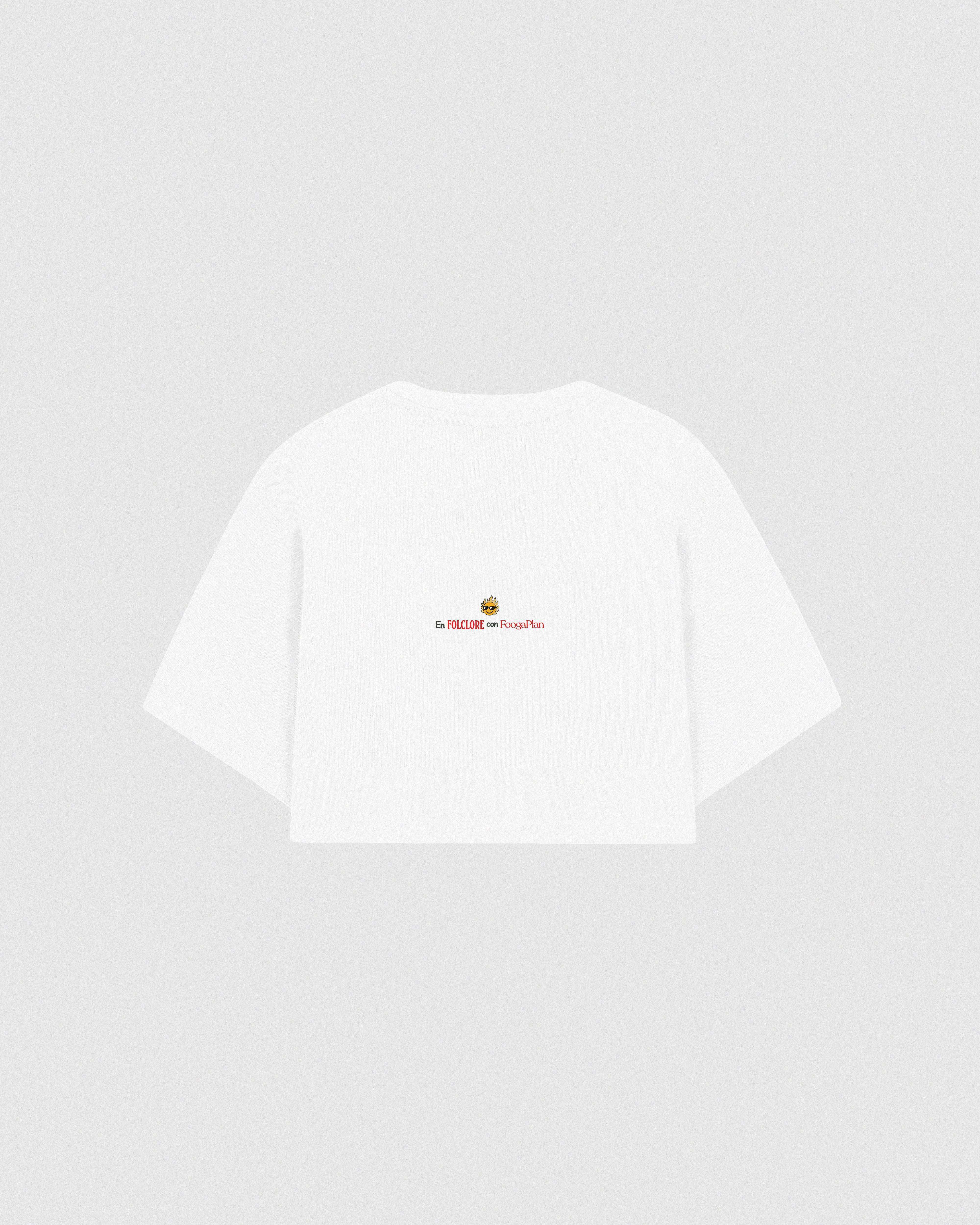 Camiseta cropped algodón FoogaPlan x Folclore - vista trasera souvenir español