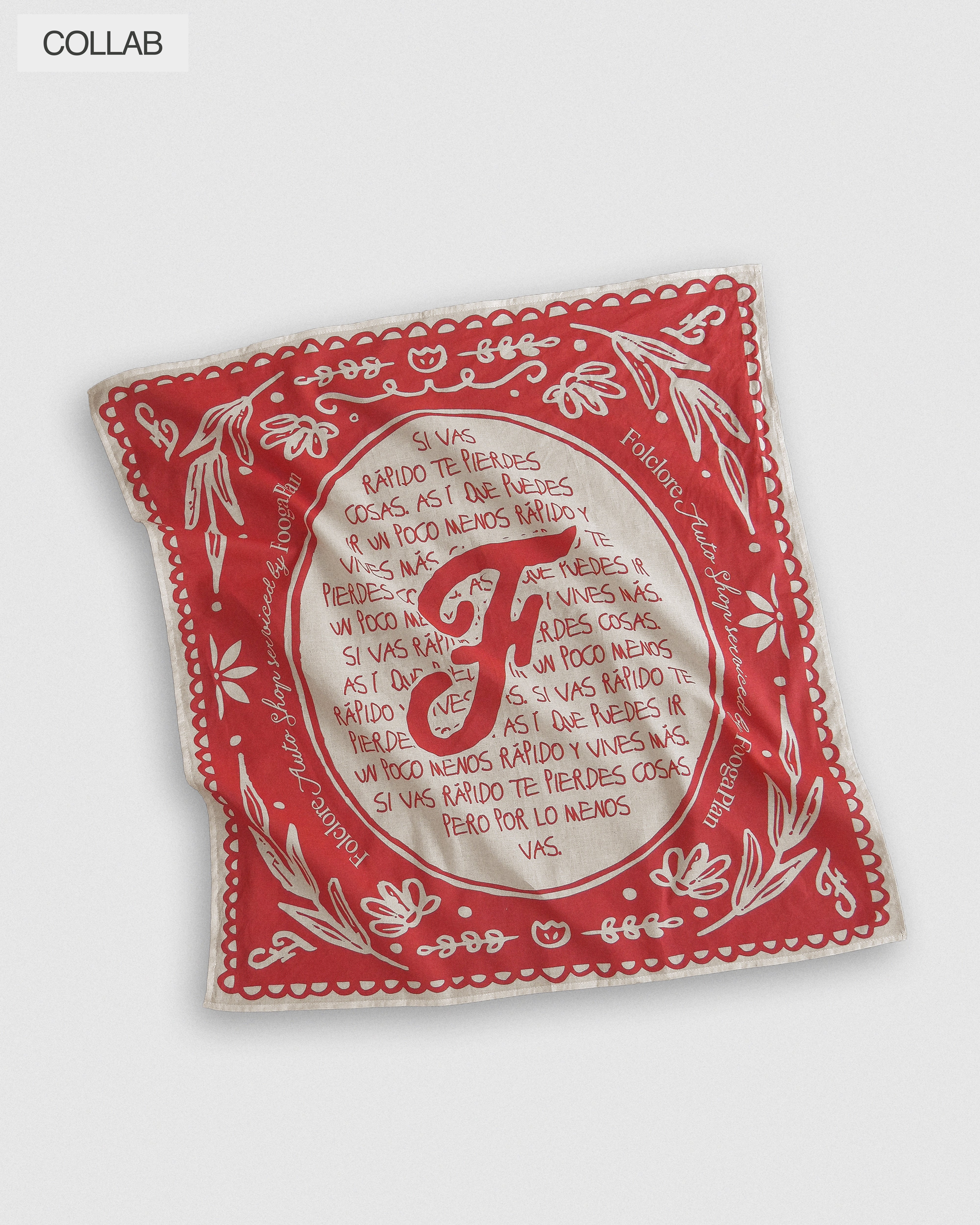 Bandana The Logo 100% algodón FoogaPlan x Folclore - vista frontal con print sublimado