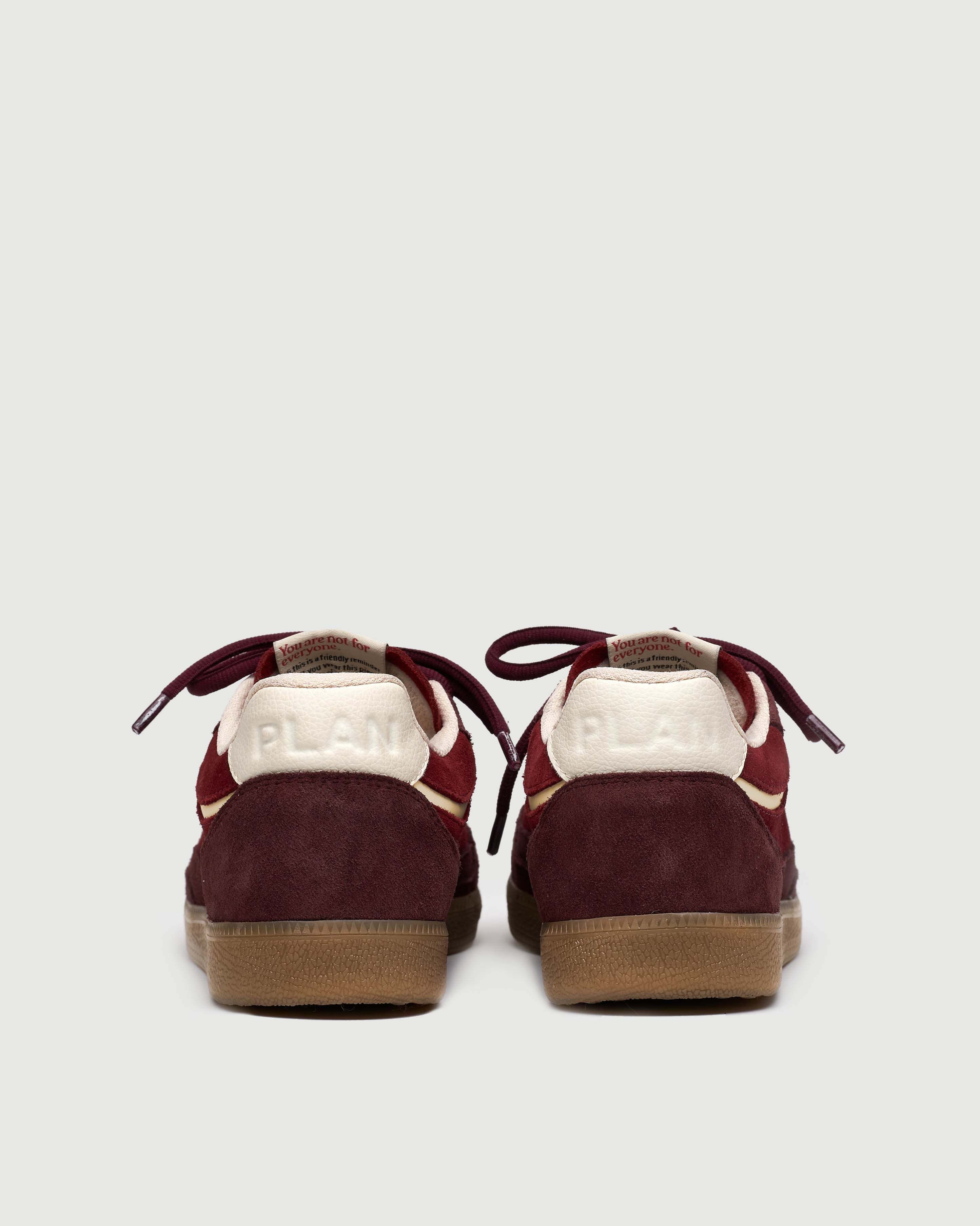 Zapatillas BLAKE Cherry - Vista trasera mostrando el talón y acabados artesanales en ante rojo