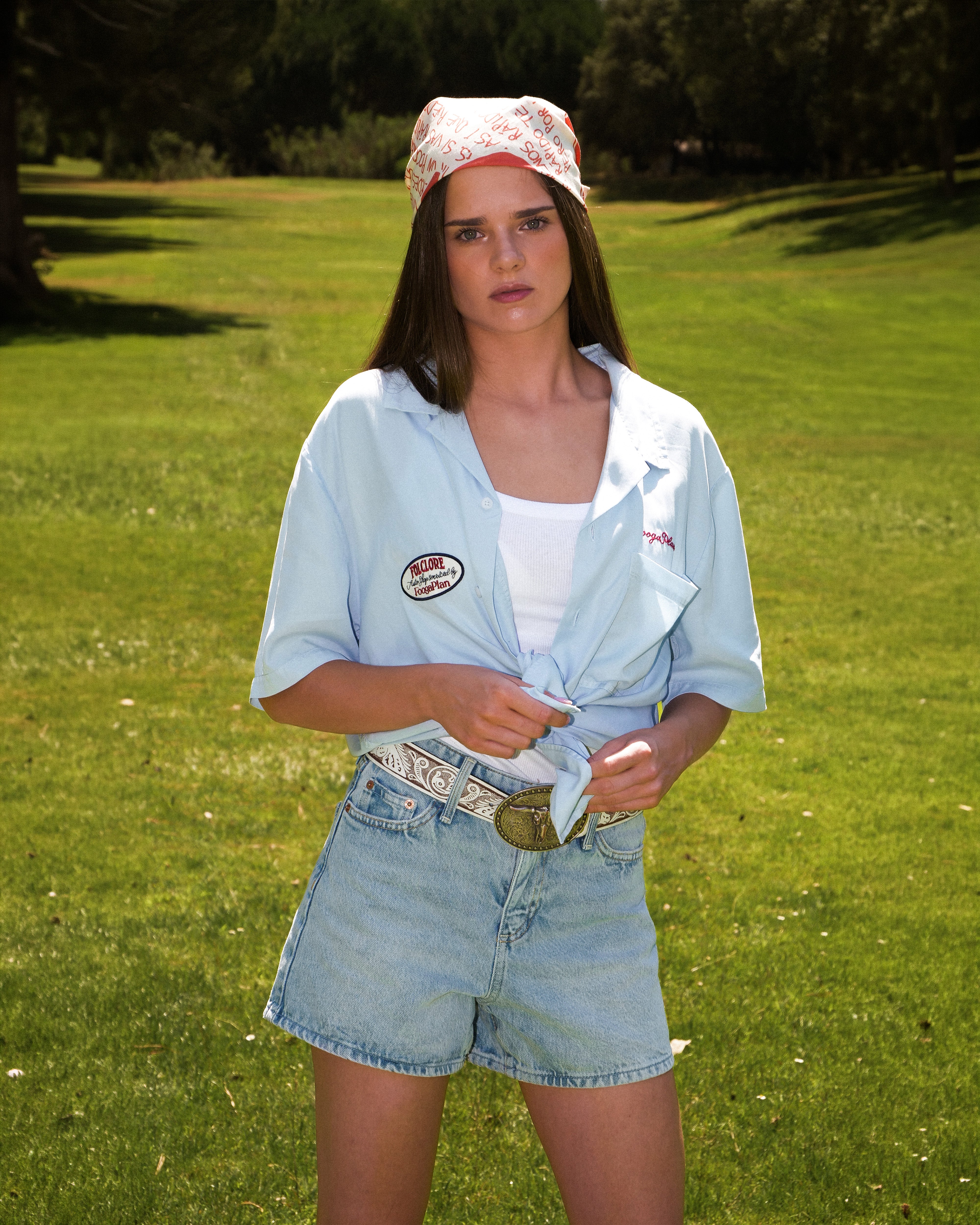 Camisa manga corta Auto Shop collab FoogaPlan y Folclore - vista modelo chica delantero