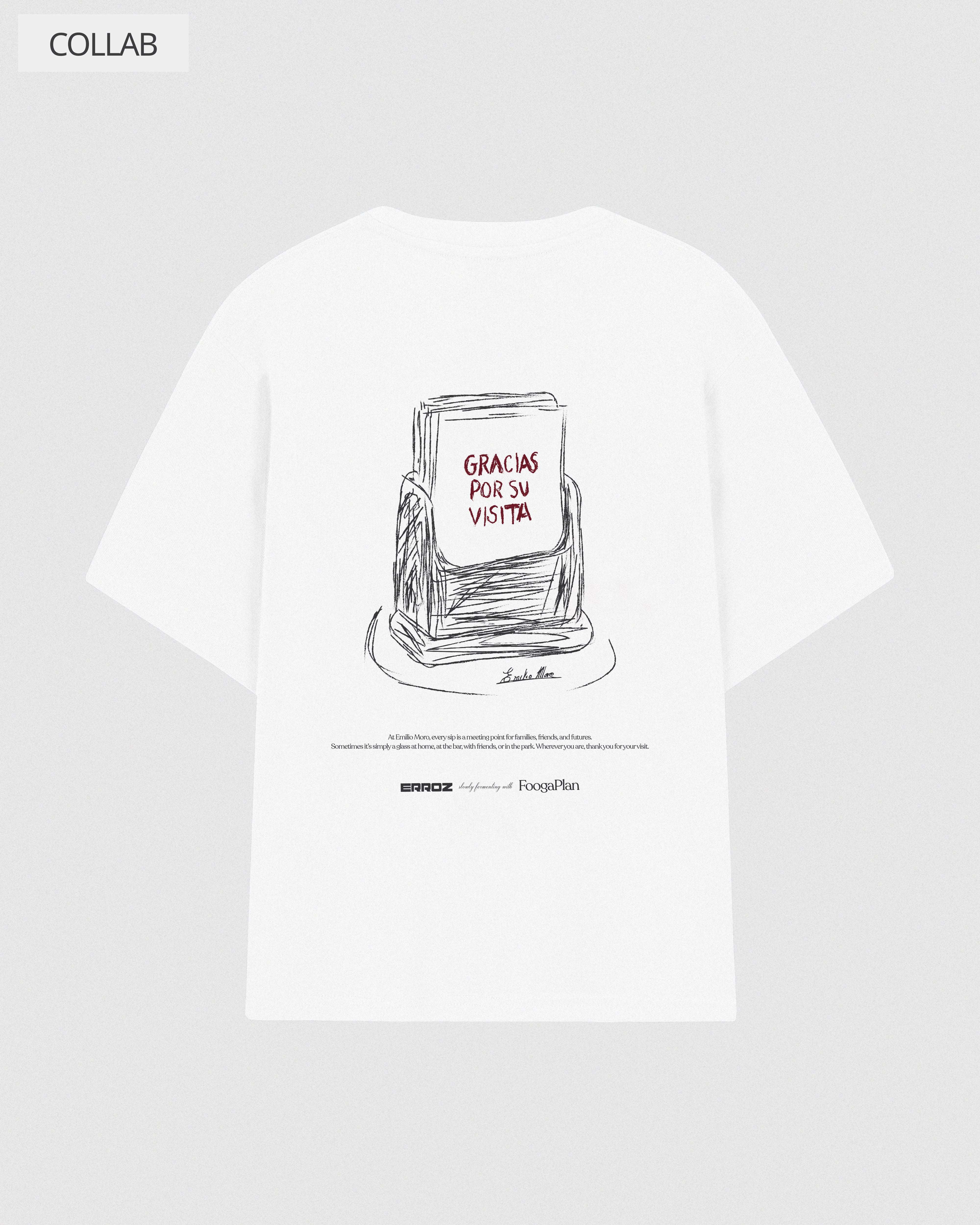 Camiseta Gracias Por Su Visita FoogaPlan x Emilio Moro - vista trasera servilletero blanca