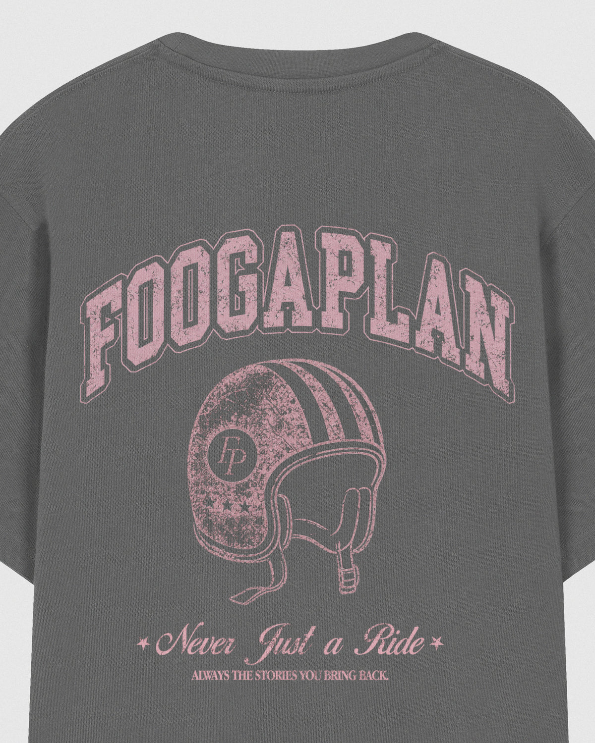 Camiseta Just a Ride gris FoogaPlan - vista detalle print trasero espalda