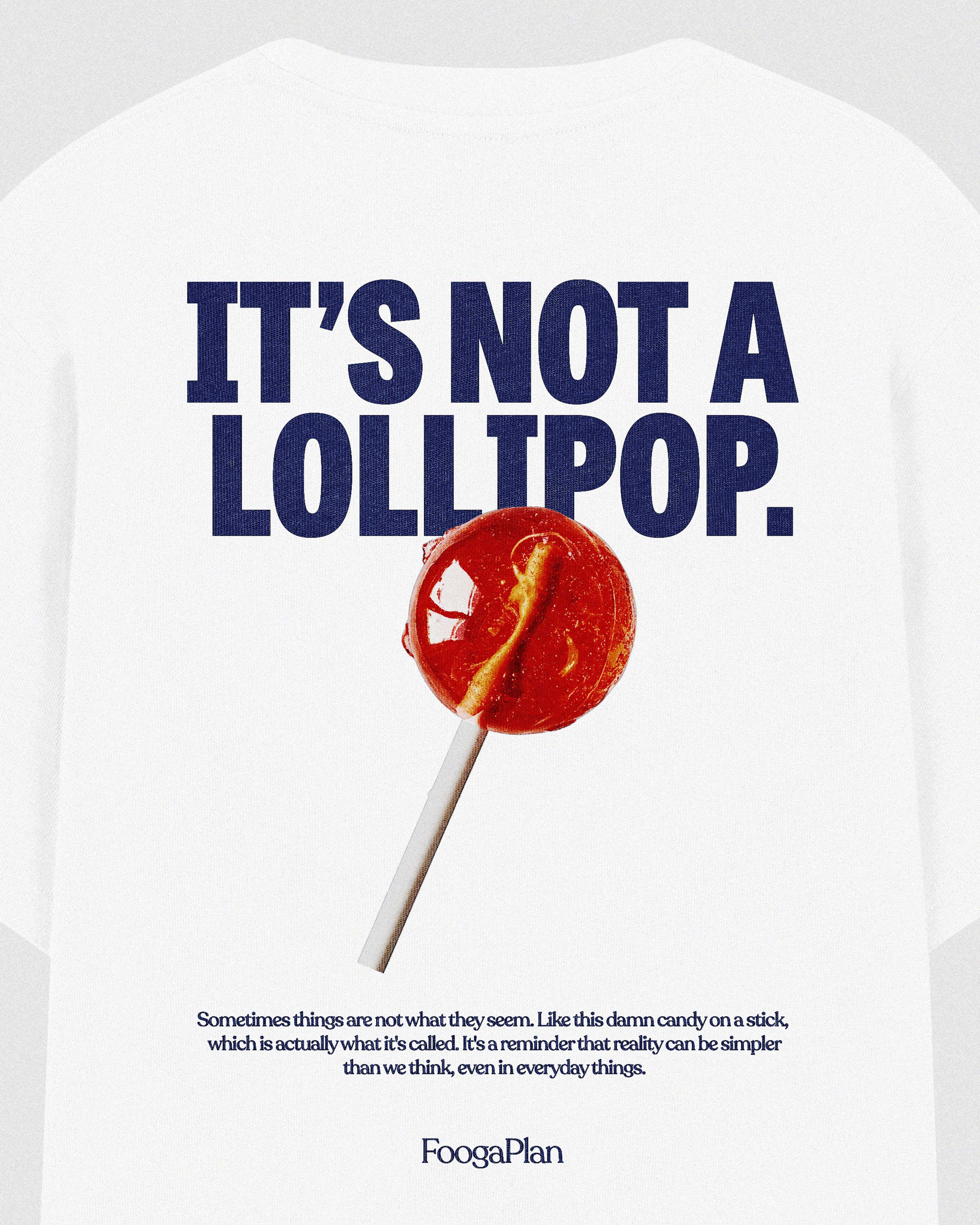 Detalle trasero camiseta It's not a Lollipop - estampado blanco