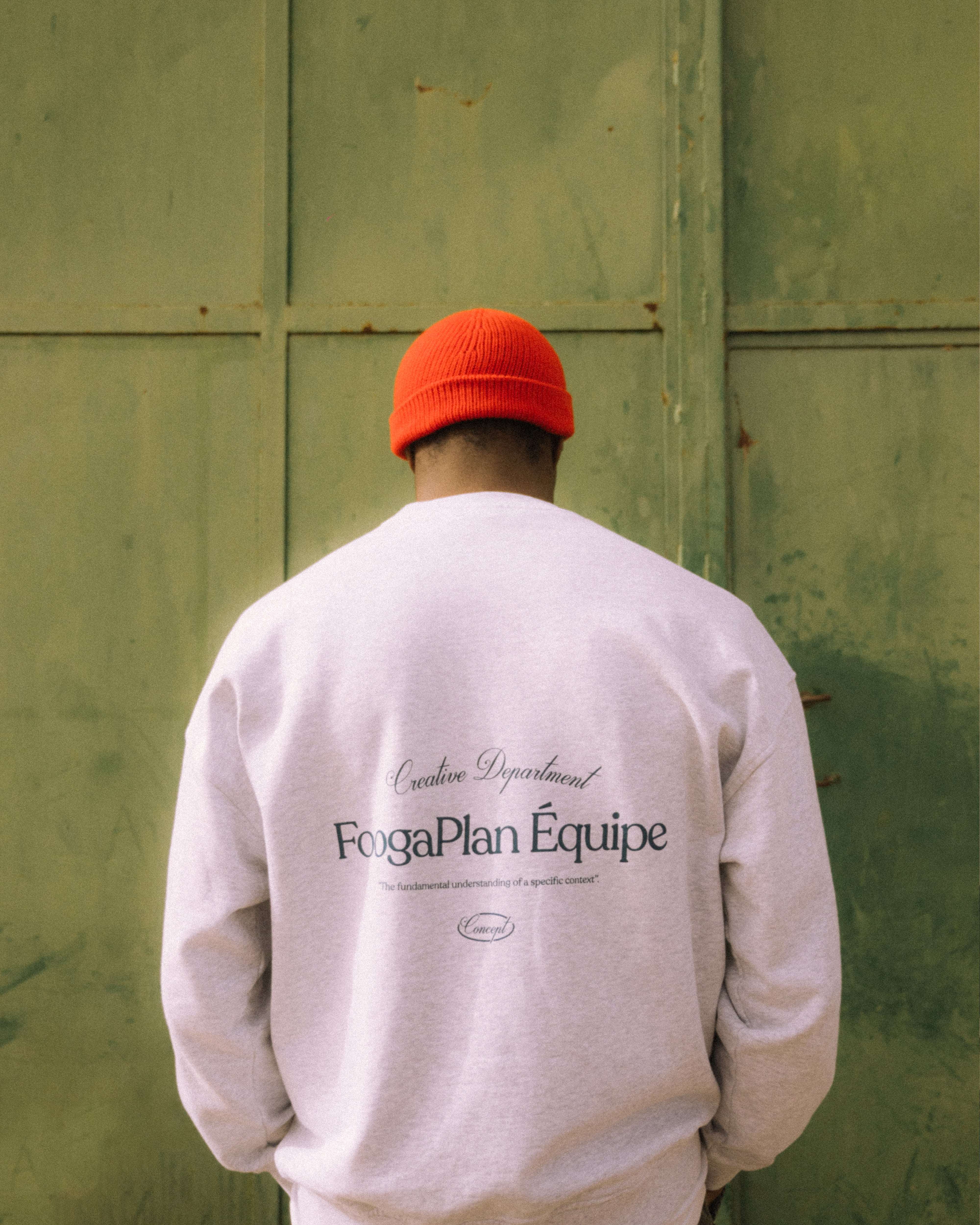 Sudadera Crewneck Équipe FoogaPlan - diseño minimalista gris jaspeado 100% algodón