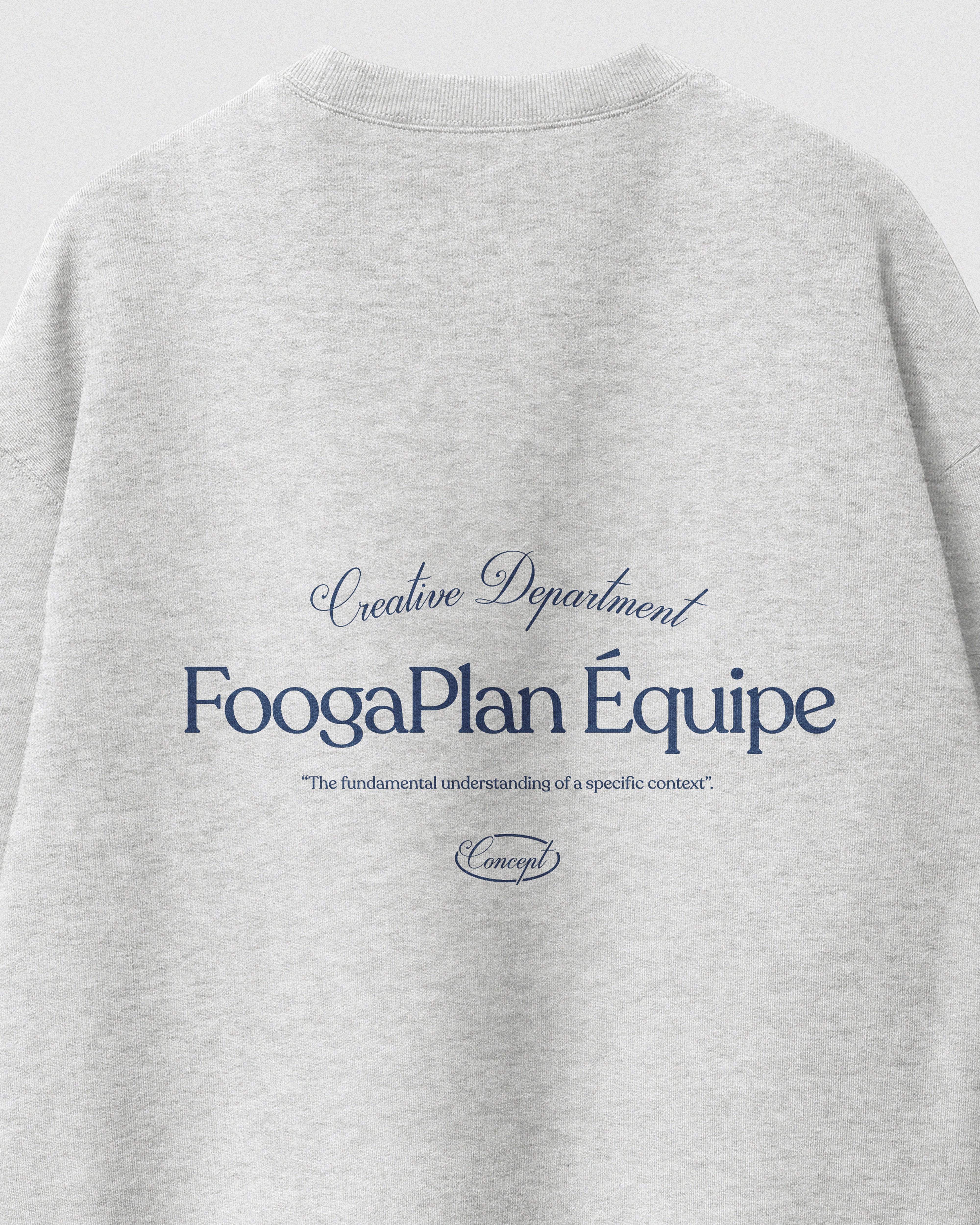 Detalle trasero sudadera Équipe Crewneck gris jaspeado - diseño minimalista FoogaPlan