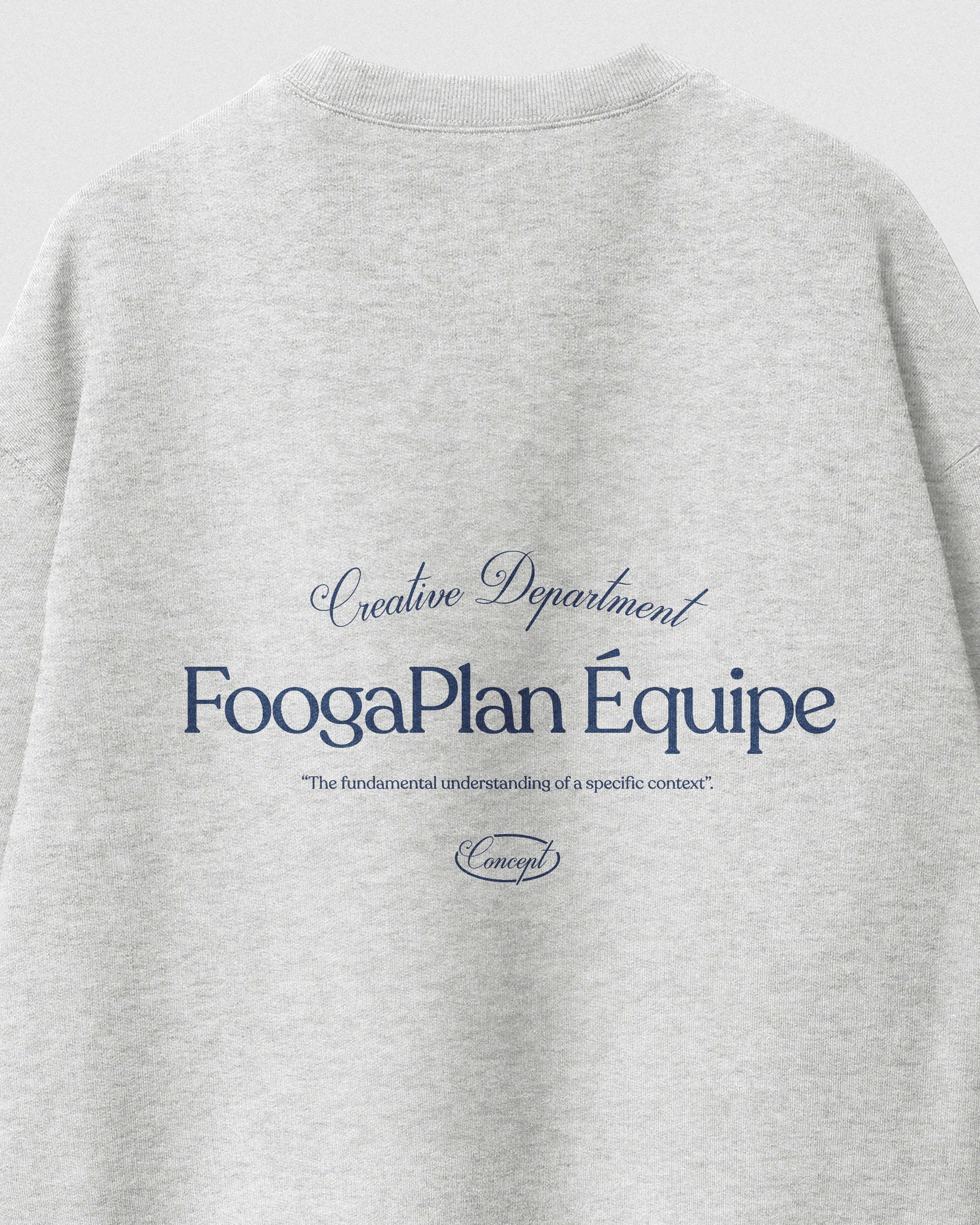 Detalle trasero sudadera Équipe Crewneck gris jaspeado - diseño minimalista FoogaPlan