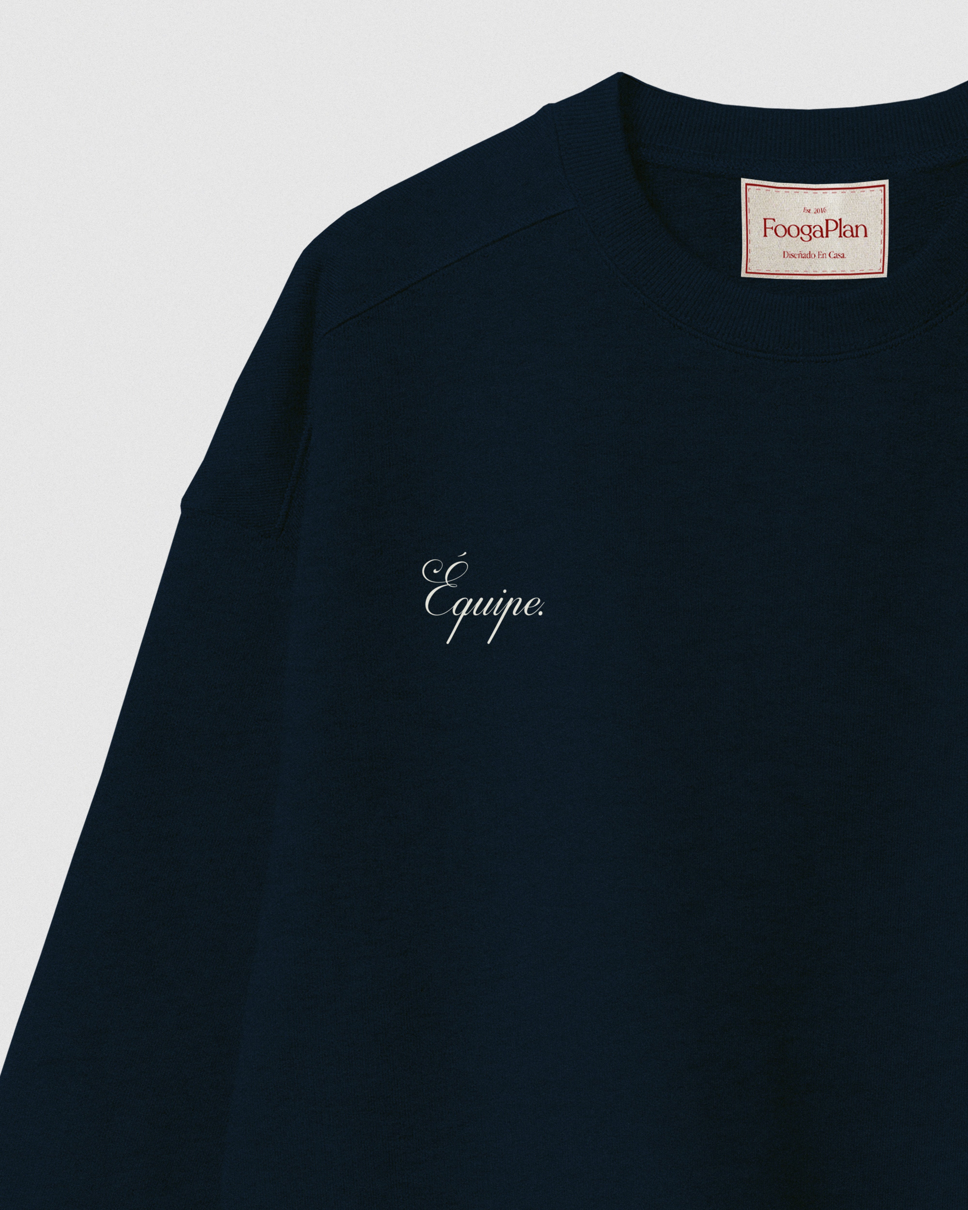 FoogaPlan Équipe Moonlight Crewneck Navy - Sudadera 100% algodón vista detalle frontal