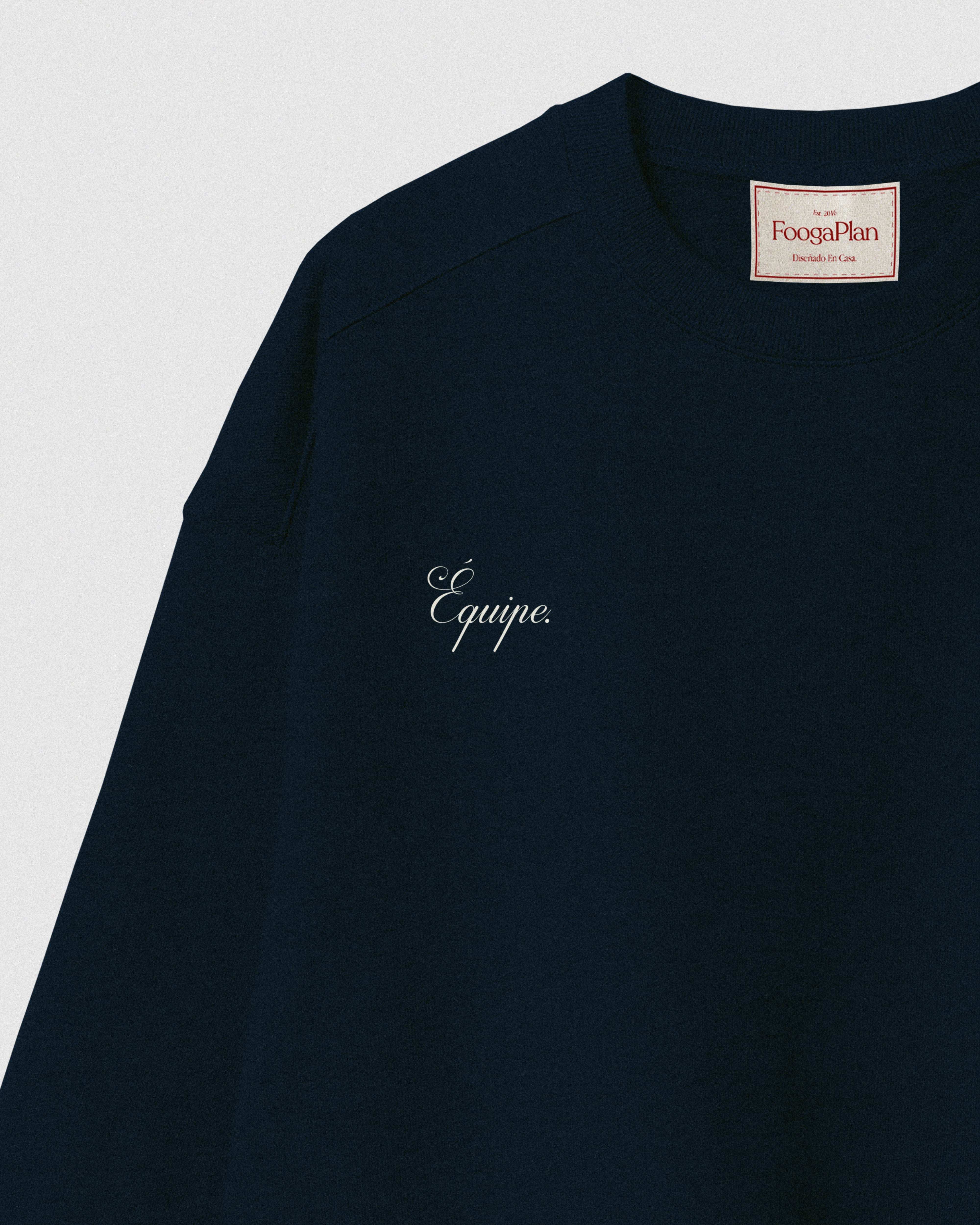 FoogaPlan Équipe Moonlight Crewneck Navy - Sudadera 100% algodón vista detalle frontal
