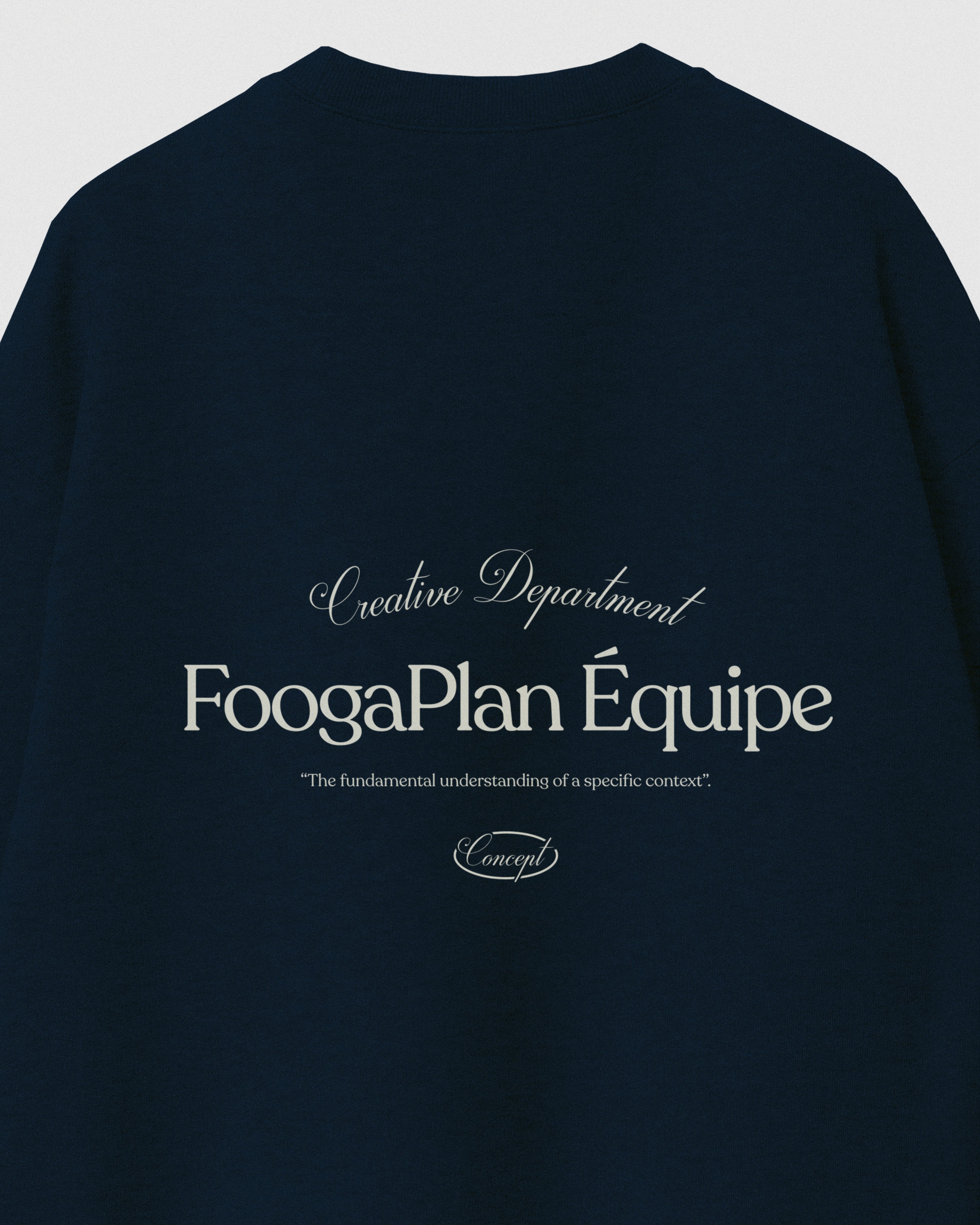 FoogaPlan Équipe Moonlight Crewneck Navy - Detalle serigrafía espalda