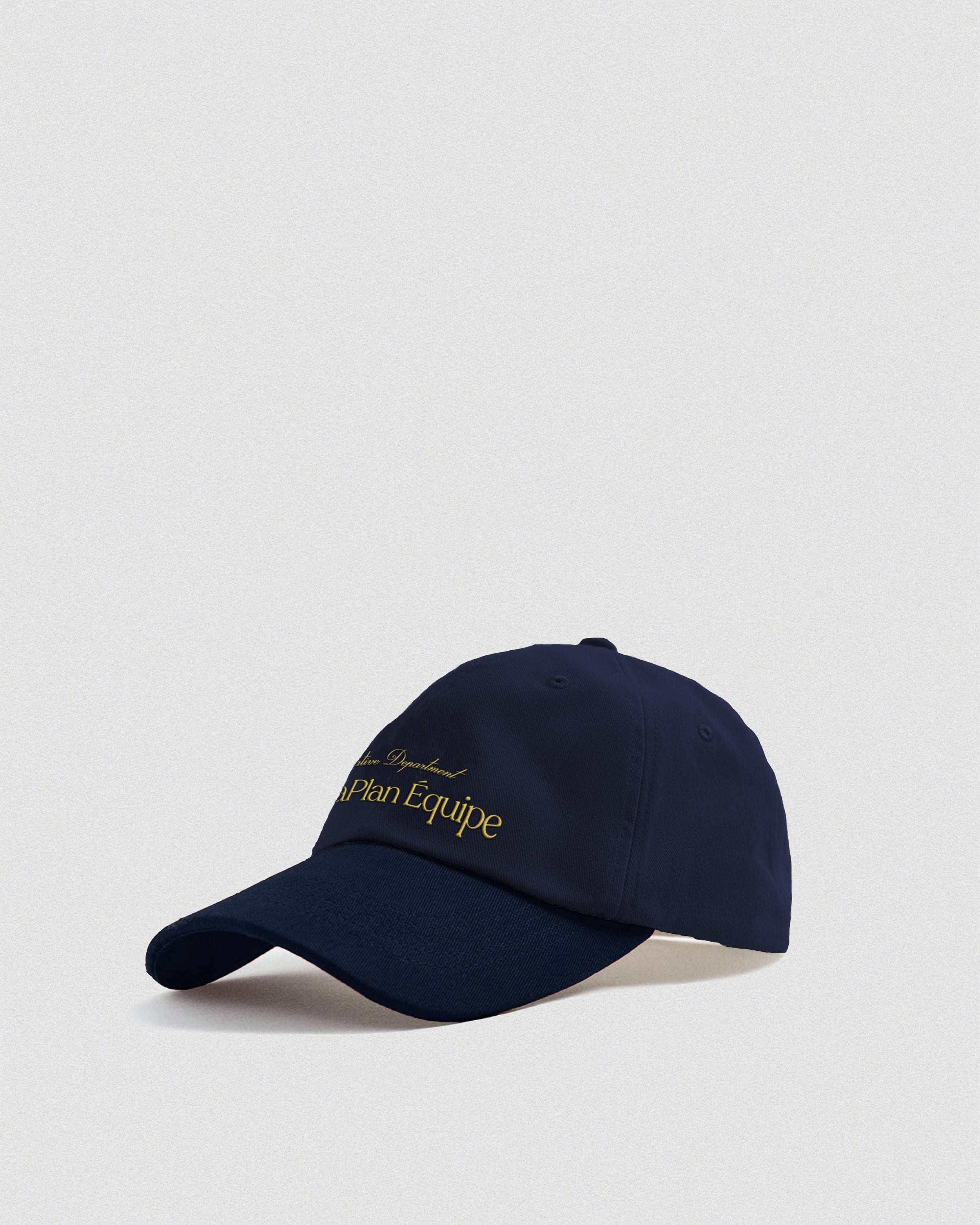 Gorra navy Équipe de FoogaPlan - vista lateral con bordado premium