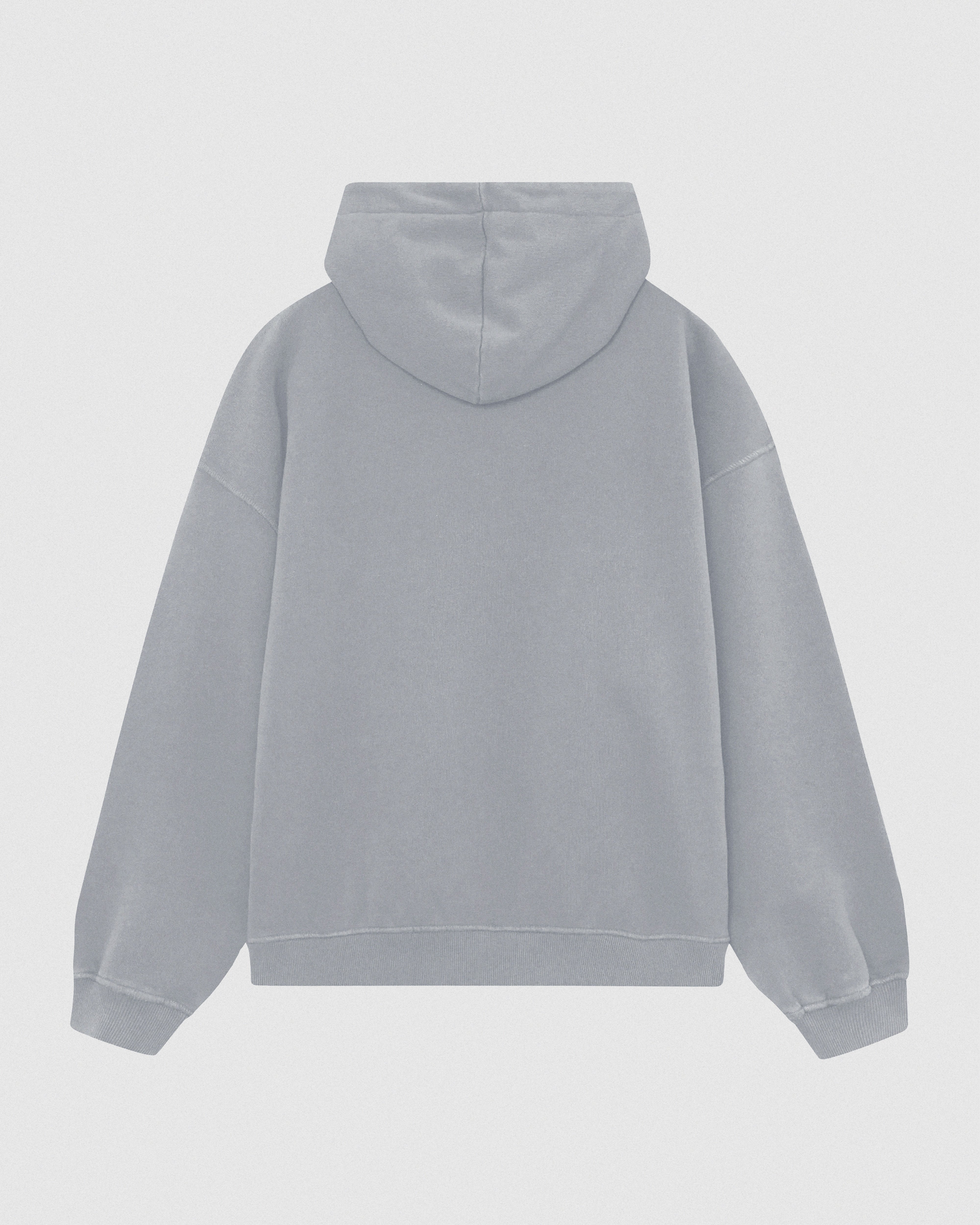 Sudadera Signature Raw Grey con capucha - Vista trasera diseño FoogaPlan 100% algodón