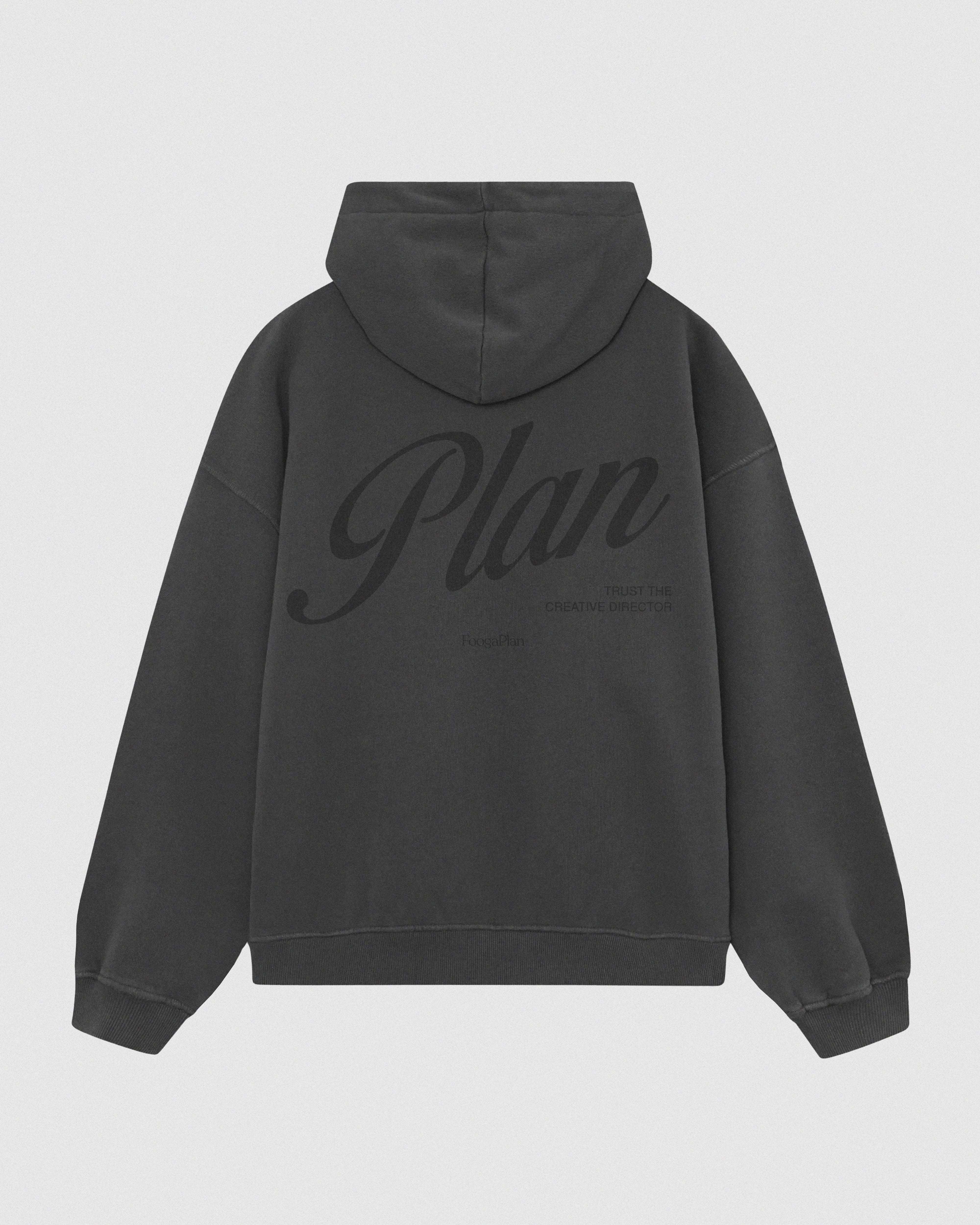 Hoodie Plan negro con serigrafía frontal y capucha - FoogaPlan