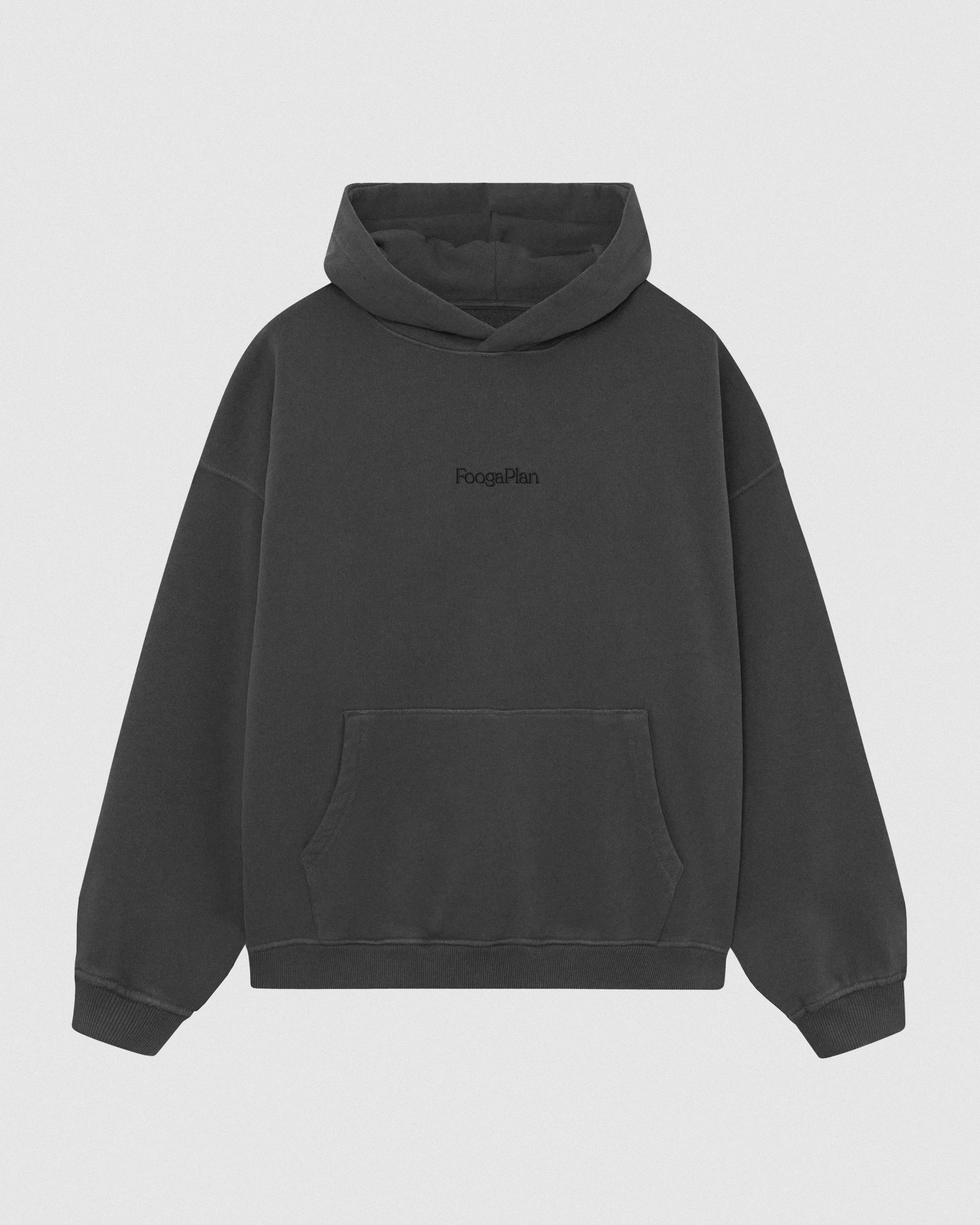 sudadera hoodie capucha negro serigrafía bordado algodón foogaplan unisex