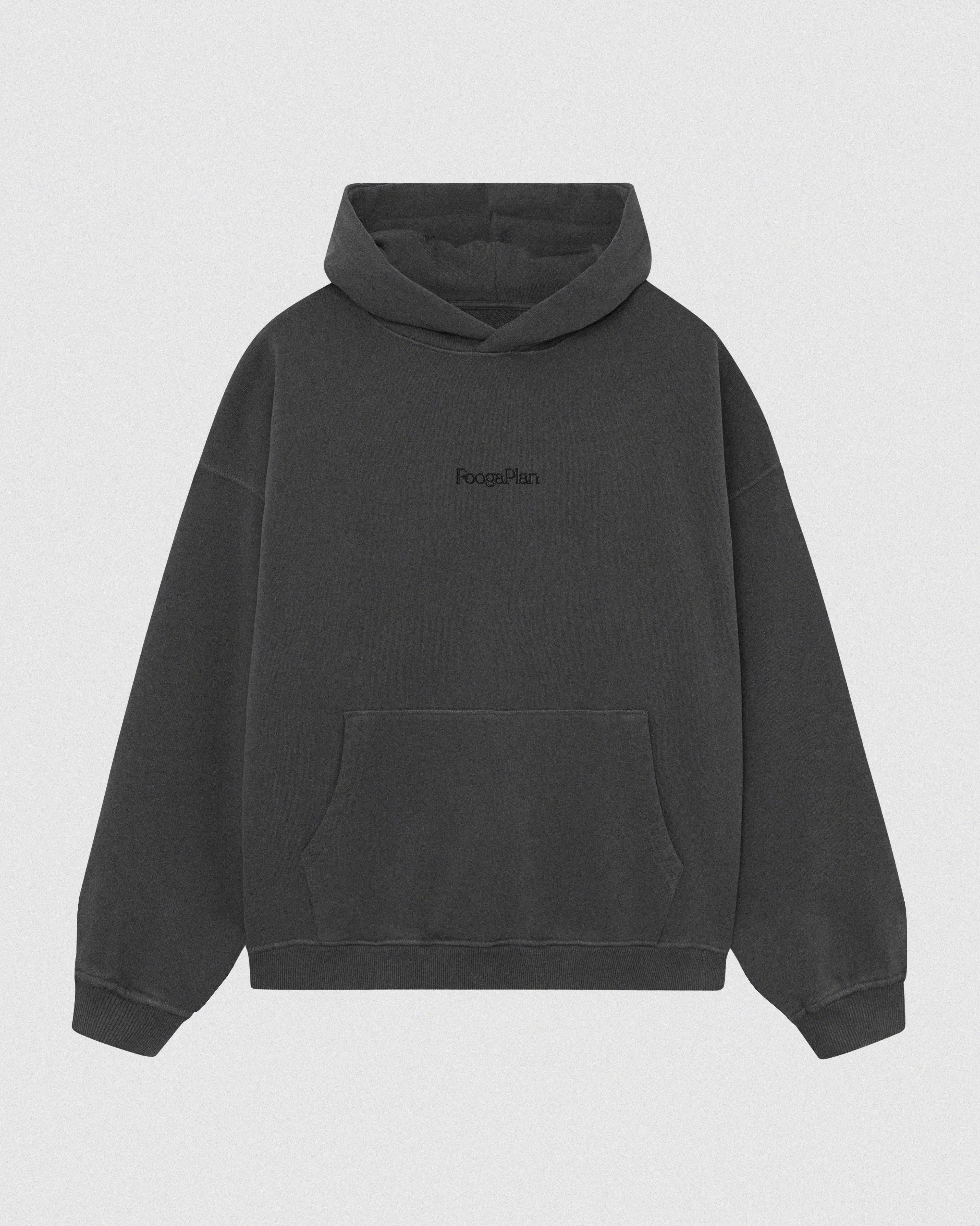 sudadera hoodie capucha negro serigrafía bordado algodón foogaplan unisex