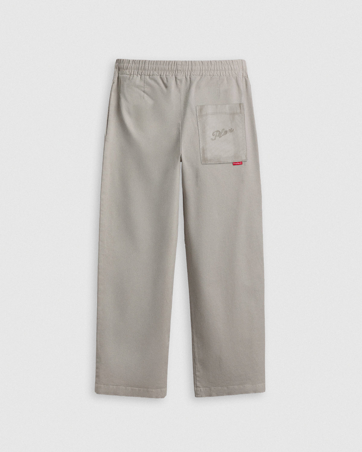 pantalón chino origami khaki pants. color beige. cintura elástica con cordón ajustable. bolsillo bordado vista trasera