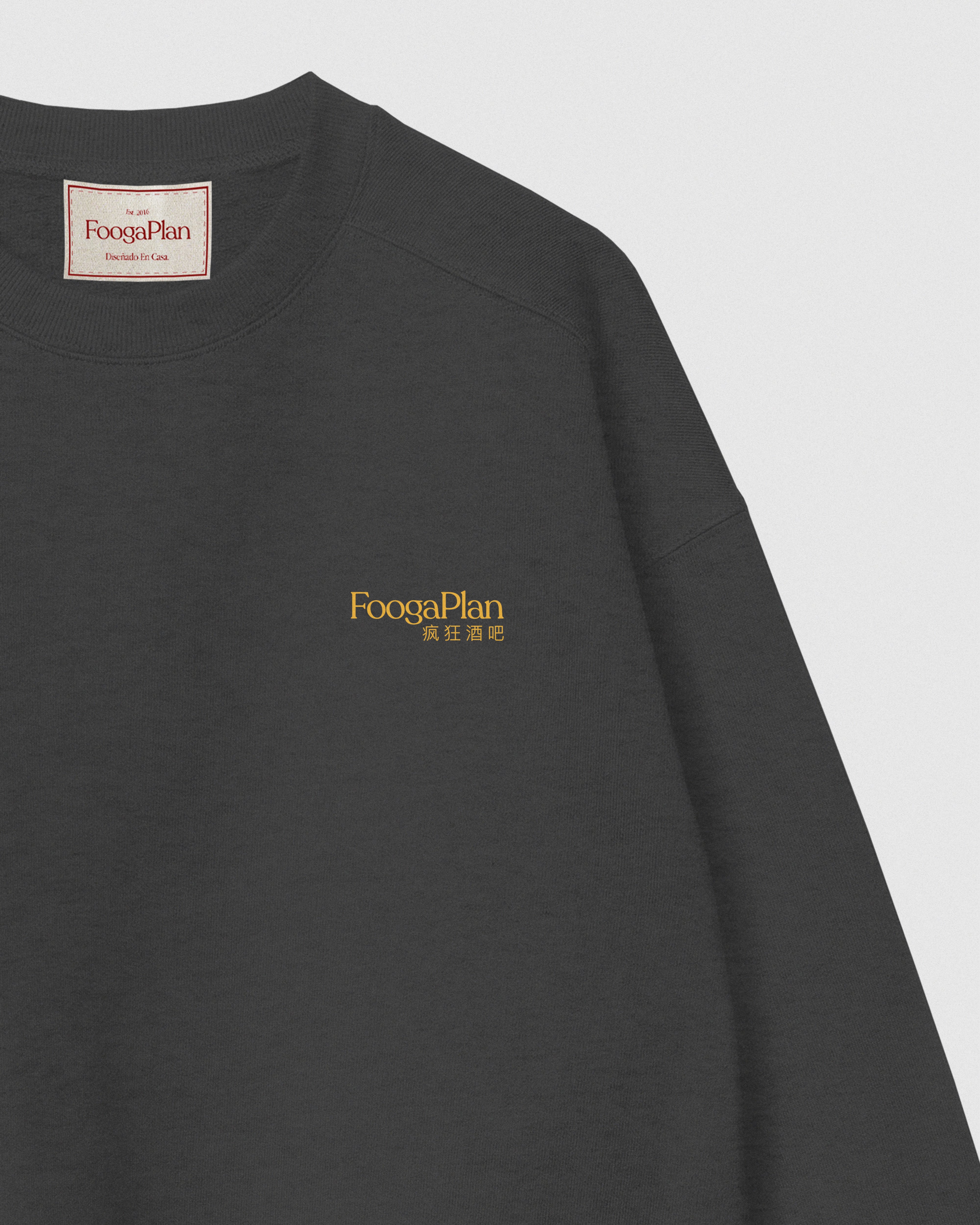 Sudadera No Flirting dark grey FOOGAPLAN x CUCU BANANAS - vista detalle frontal con serigrafía