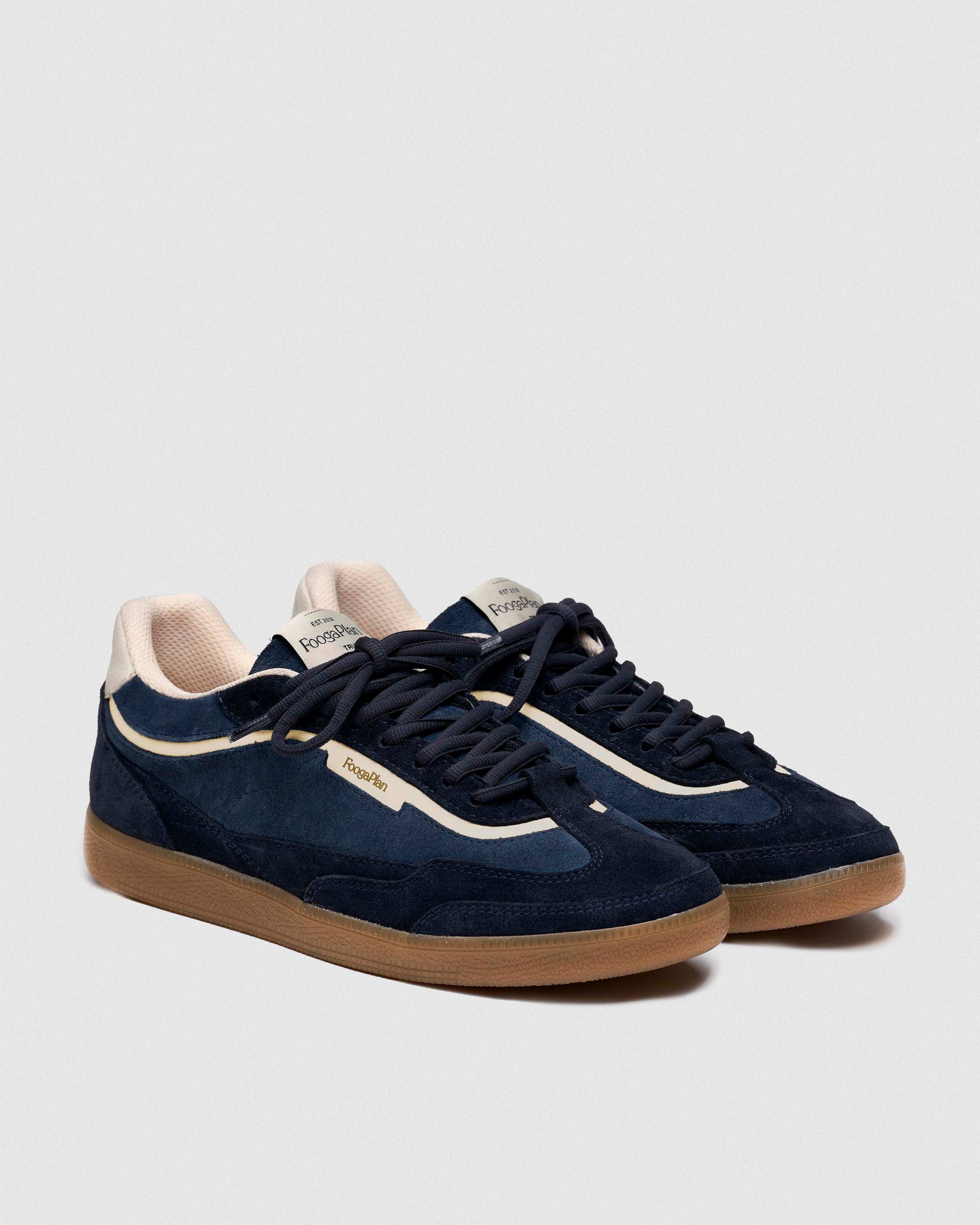 Zapatillas BLAKE Lagoon vista frontal - ante marino premium con refuerzos oscuros y logo FoogaPlan