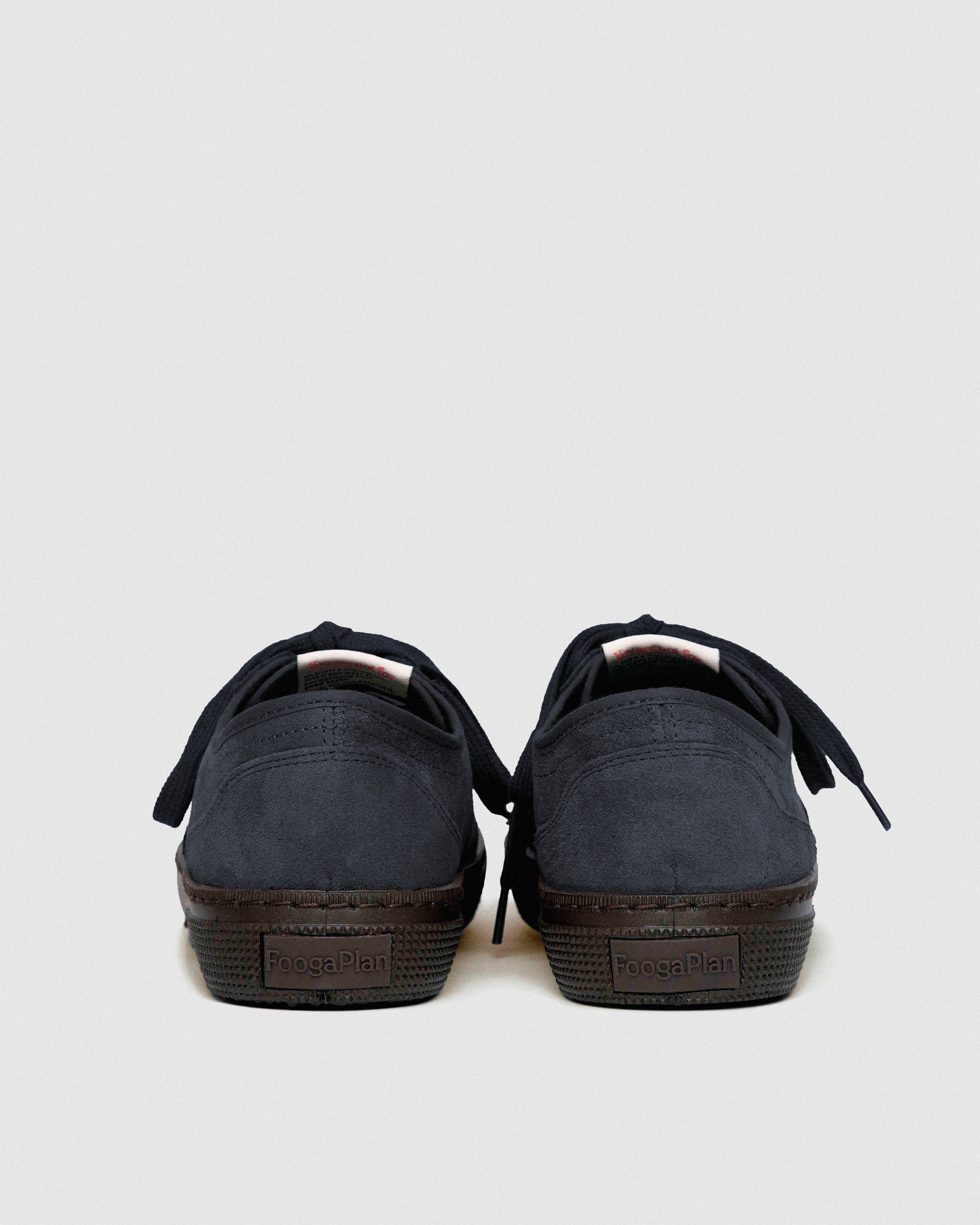 Zapatillas TROY Oxford navy vista trasera - detalle suela goma ultraligera y costuras artesanales