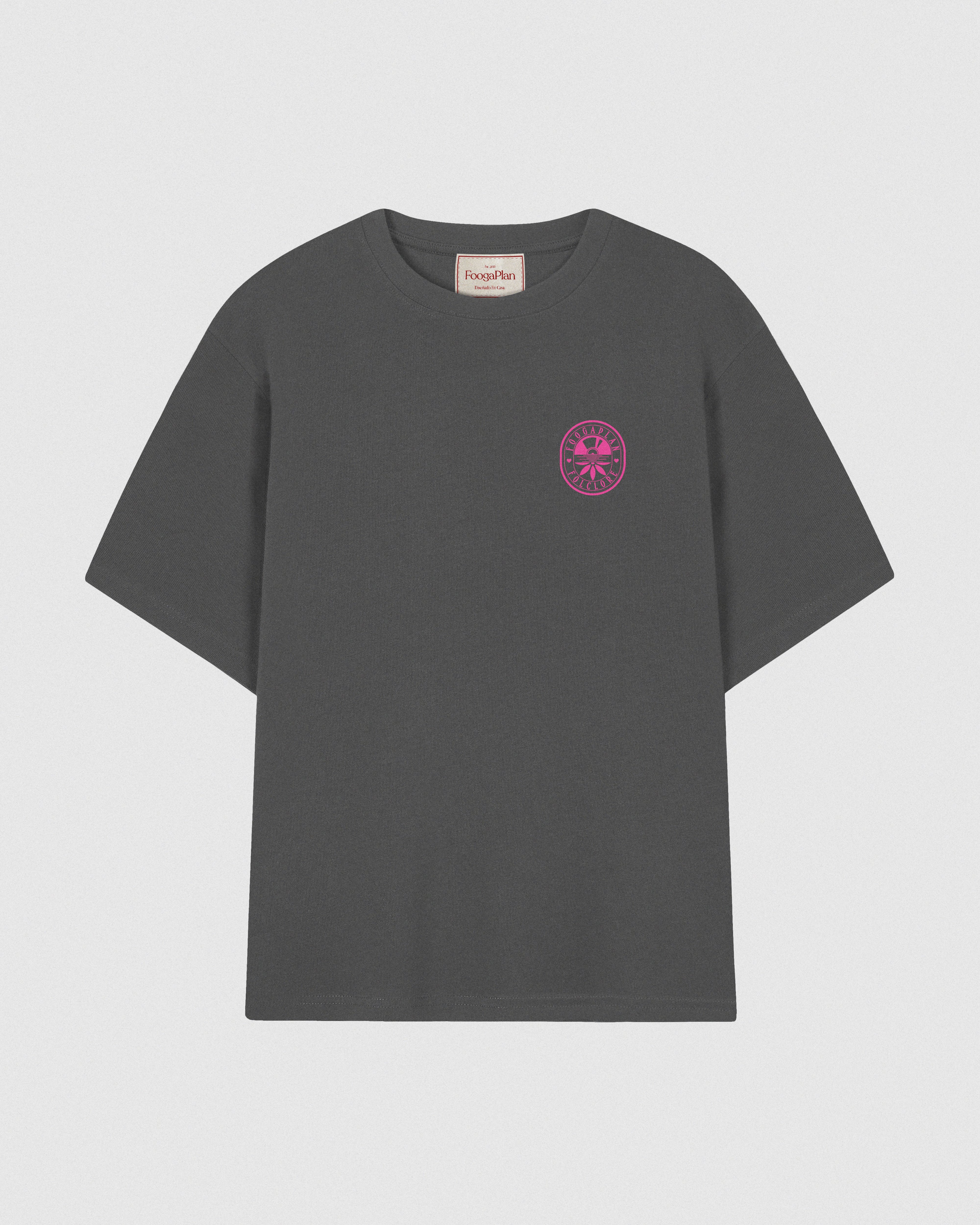 Camiseta manga corta FoogaPlan gris y rosa esto es un equipo
