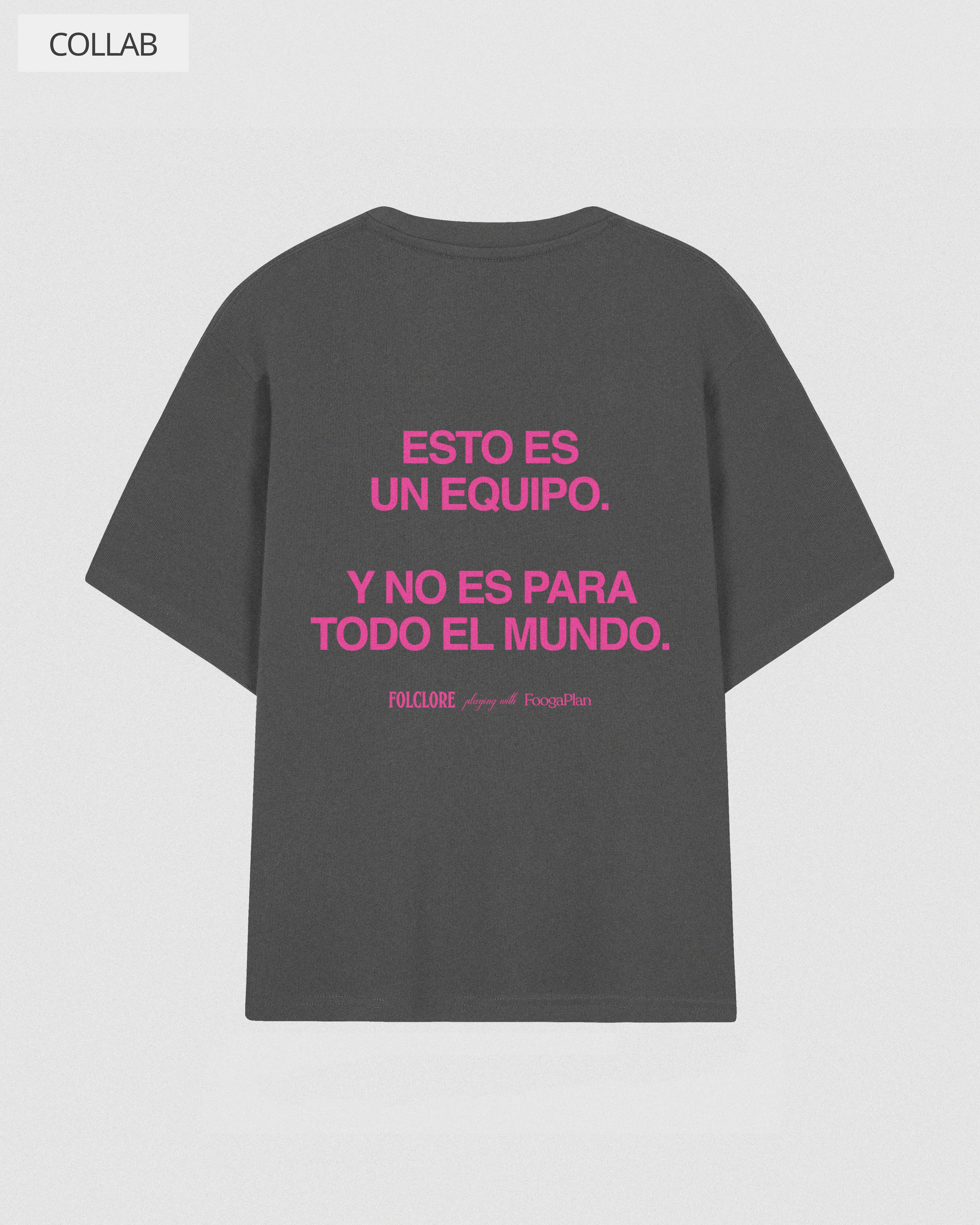 Camiseta manga corta FoogaPlan gris y rosa esto es un equipo