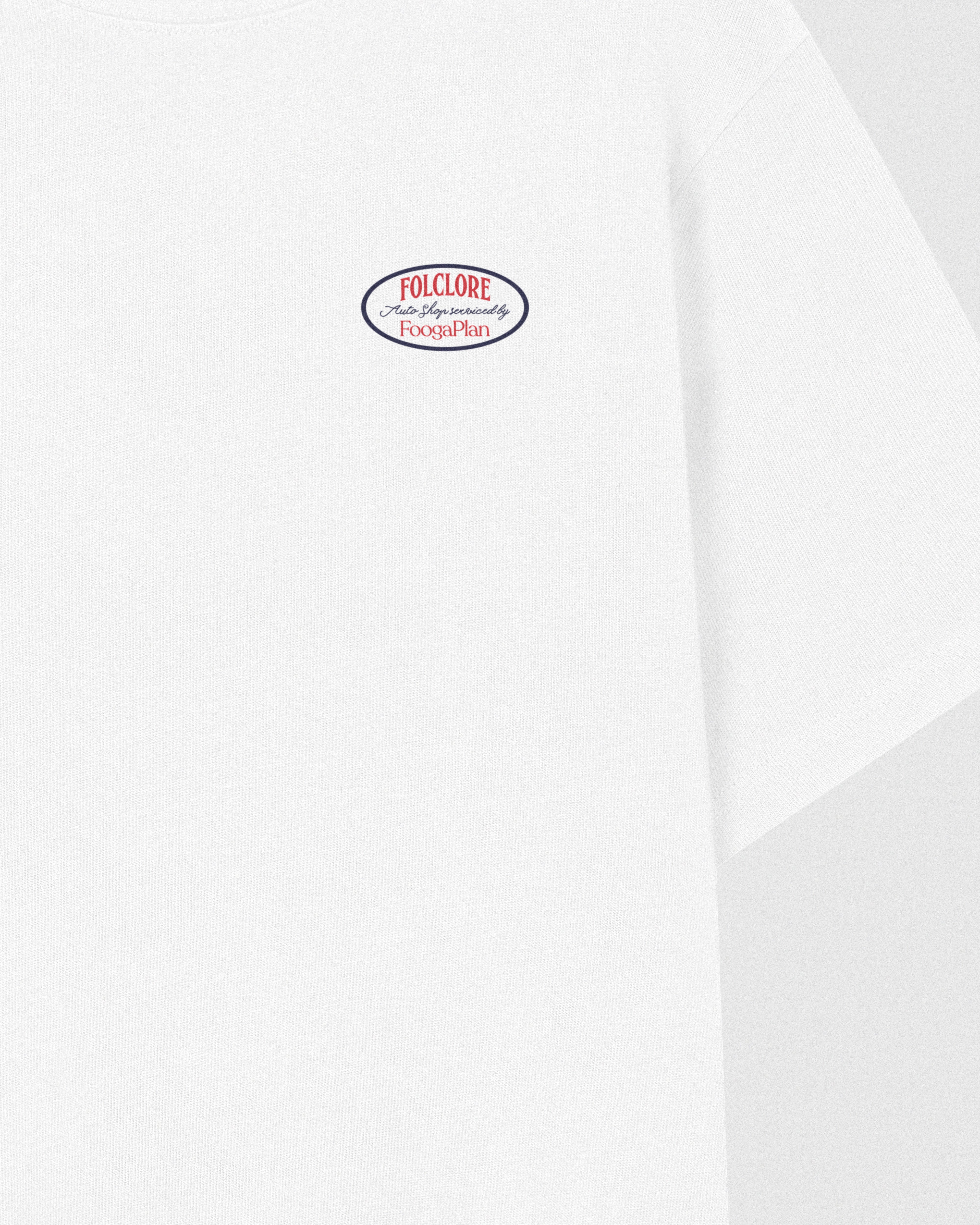 Camiseta Auto Shop blanco FoogaPlan x Folclore - Print vista detalle delantero