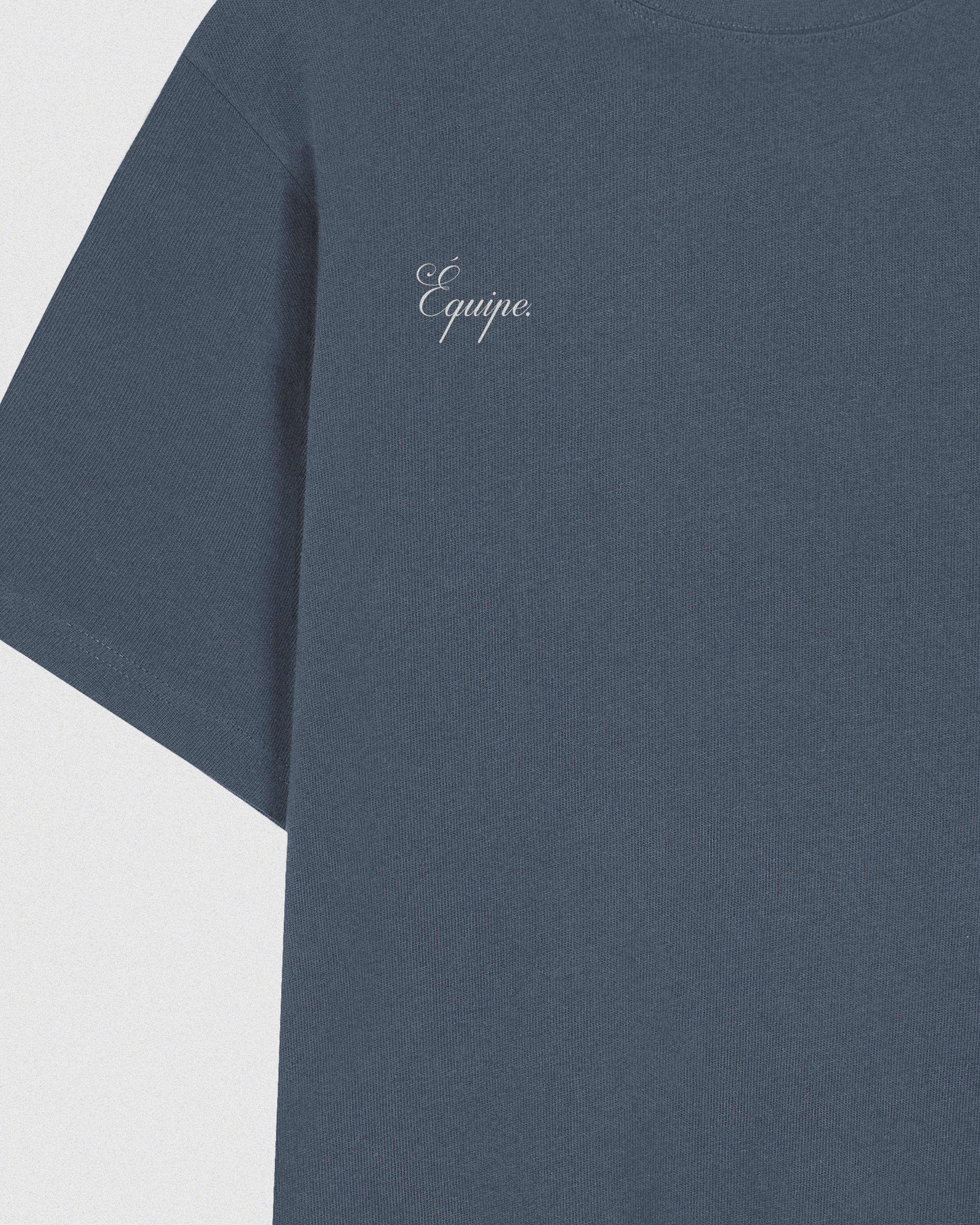 Detalle serigrafía frontal camiseta Équipe FoogaPlan gris unisex

