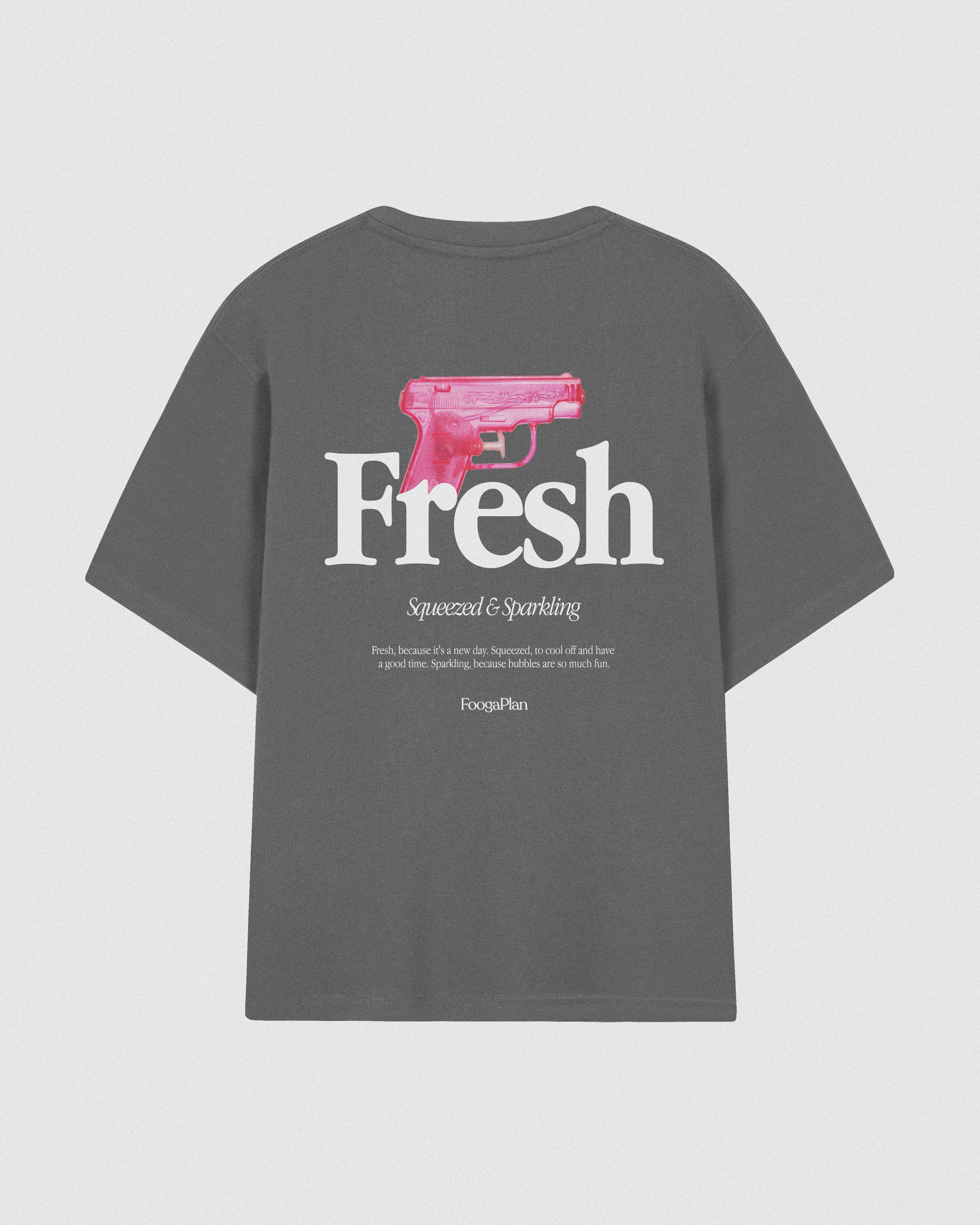 Camiseta Fresh Grey de algodón premium - vista trasera sobre fondo blanco