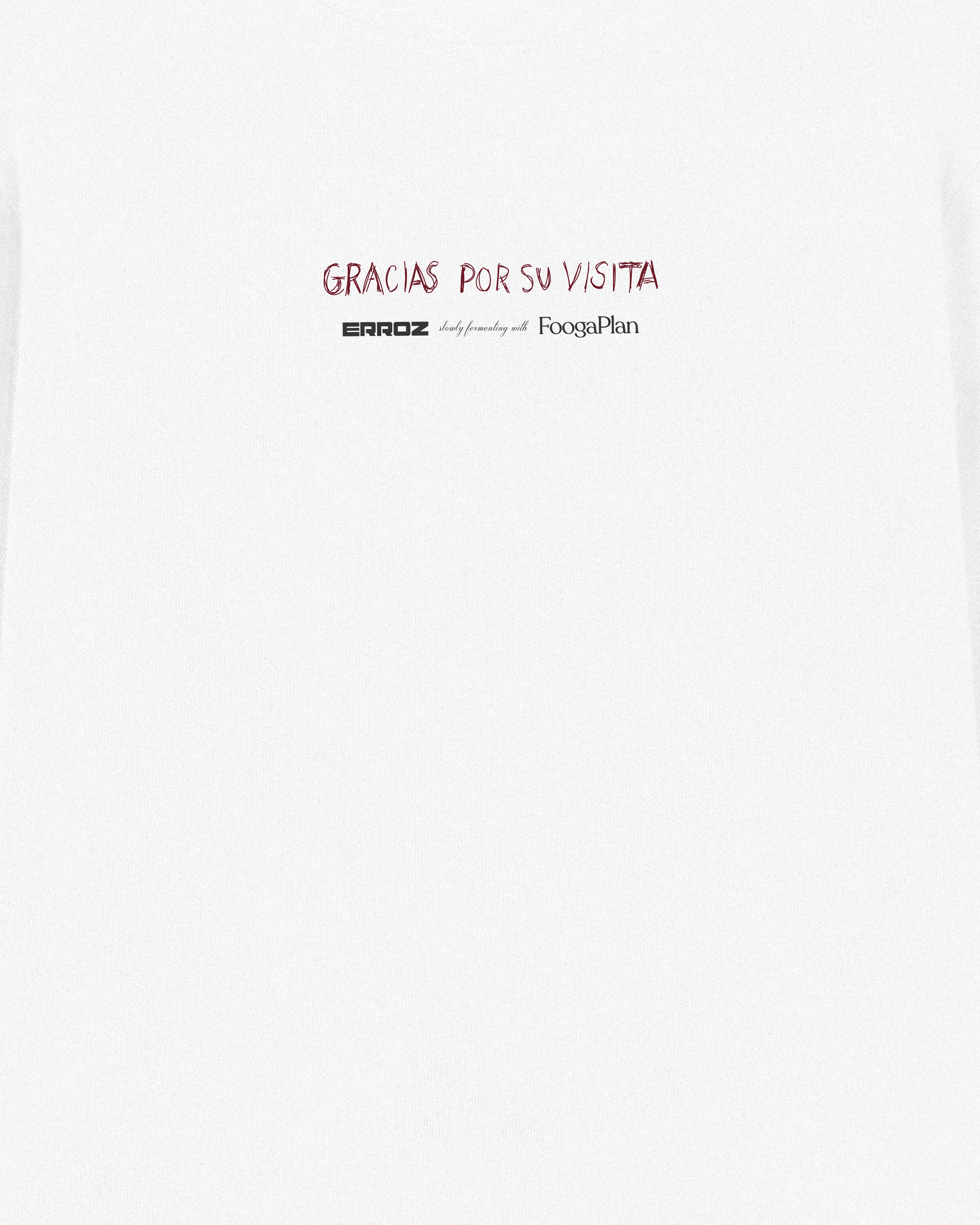 Detalle frontal camiseta Gracias Por Su Visita - colaboración vino FoogaPlan Emilio Moro
