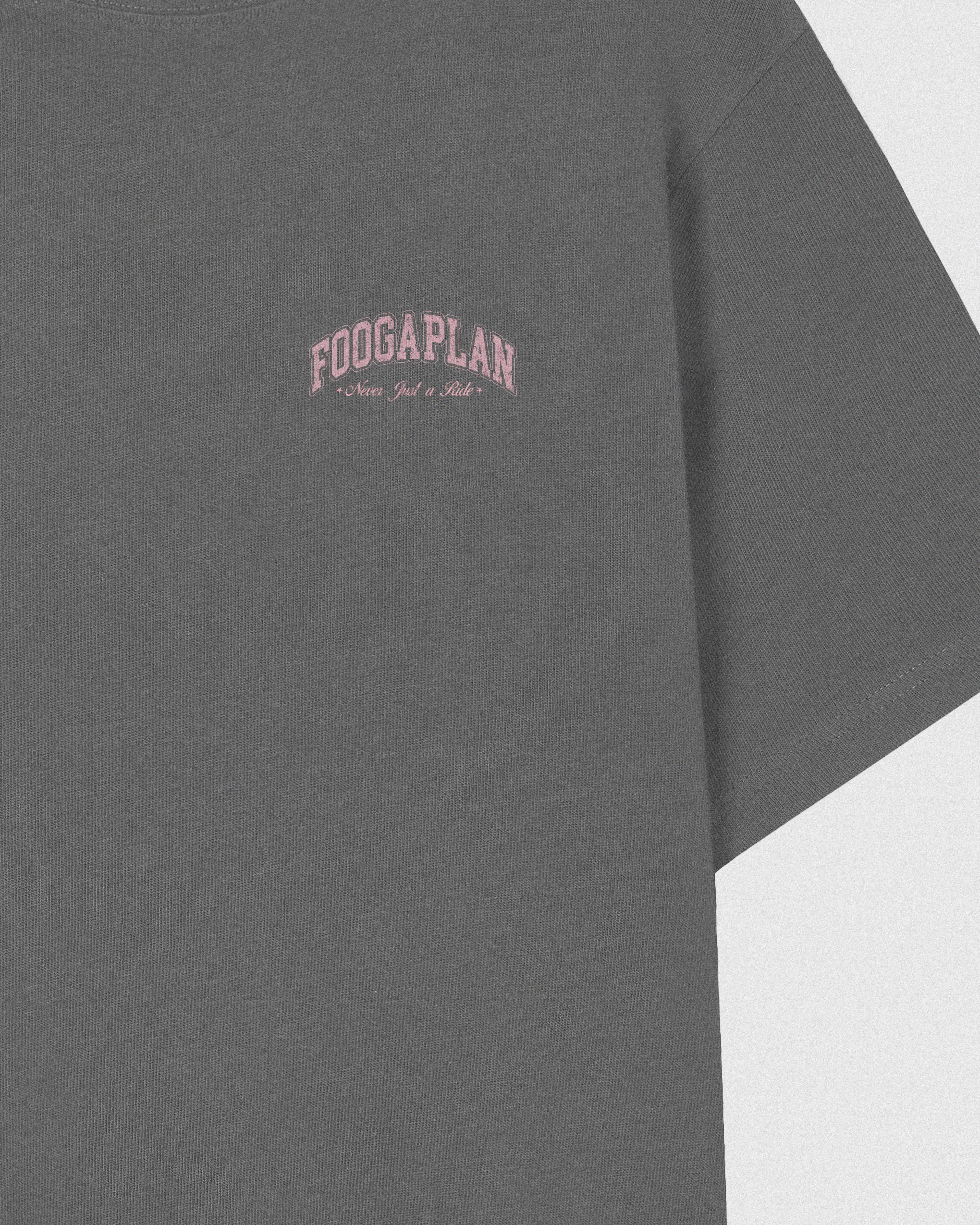 Camiseta Just a Ride gris FoogaPlan - vista detalle print delantero