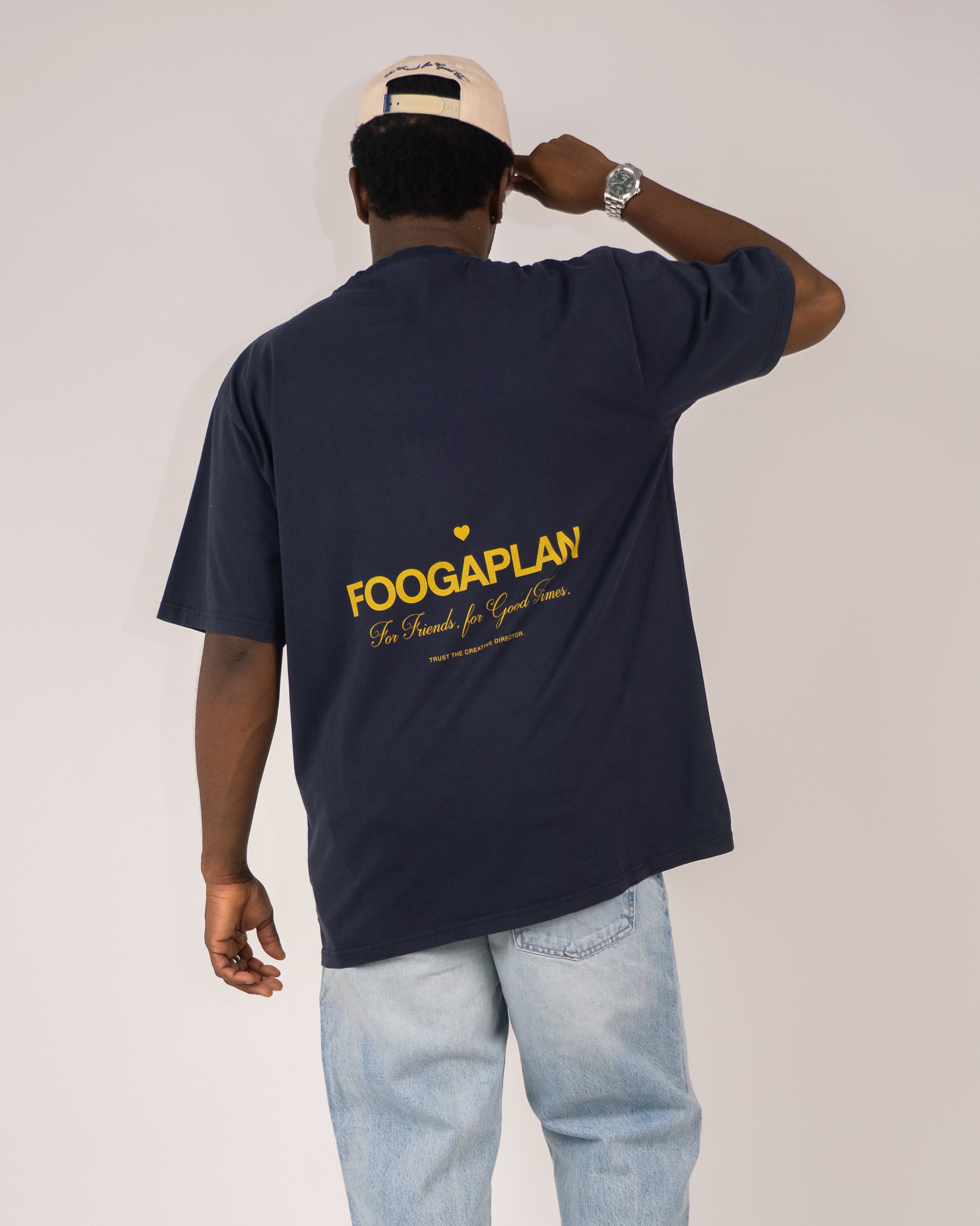 camiseta manga corta azul marino navy serigrafía algodón foogaplan unisex 