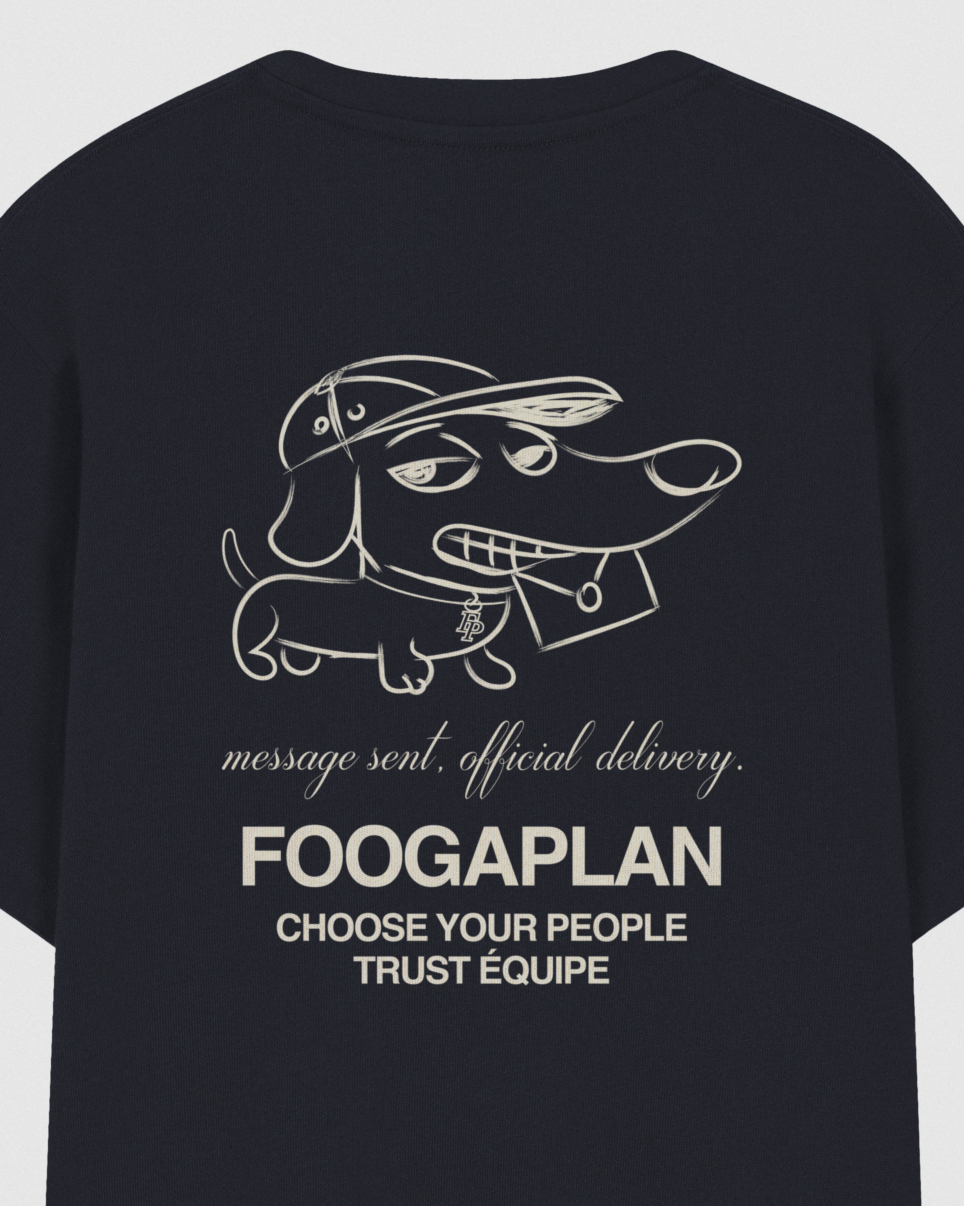 Camiseta Official Delivery azul marino FoogaPlan - vista detalle trasera