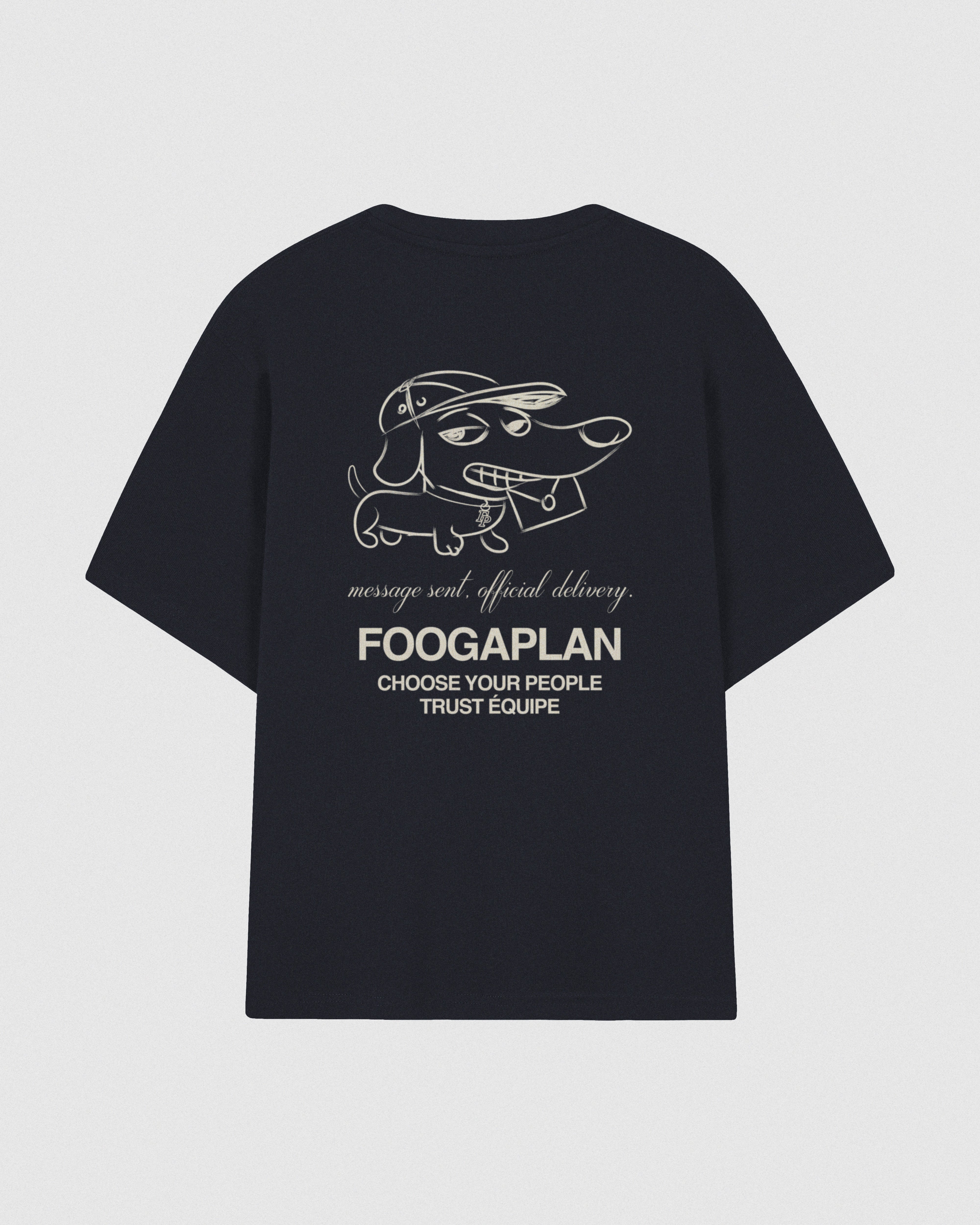 Camiseta Official Delivery azul marino FoogaPlan - vista trasera