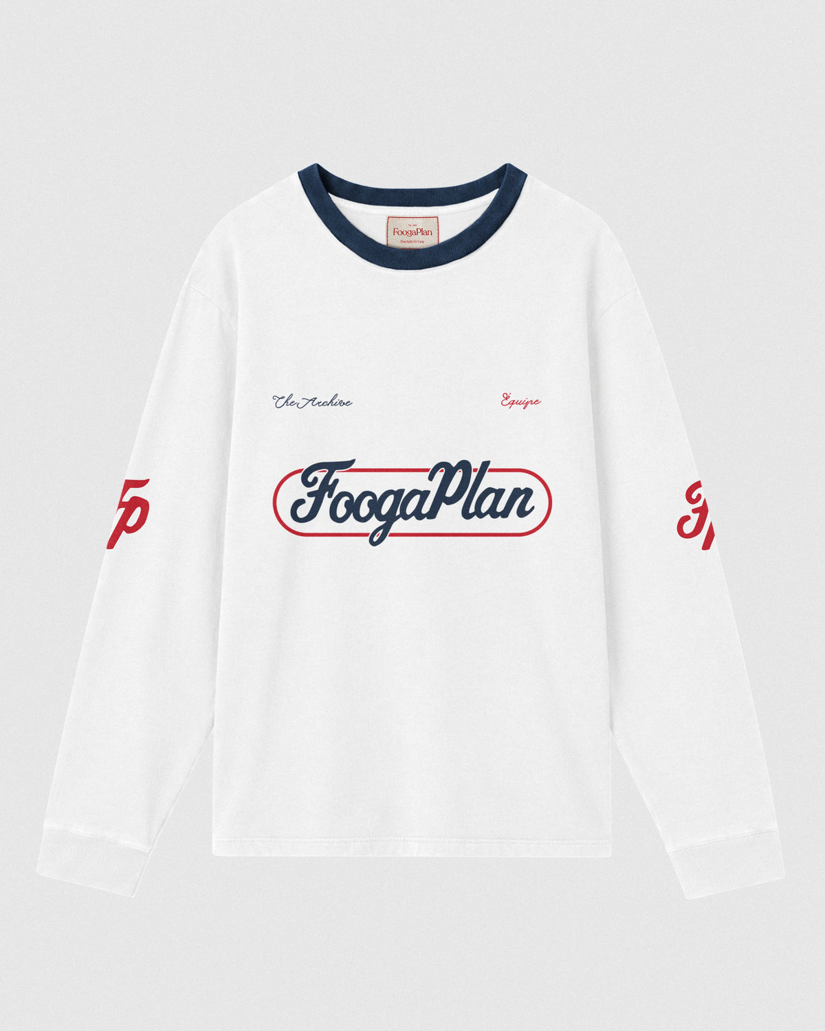 Camiseta Pitlane Long-Sleeve blanca FoogaPlan - vista frontal alternativa