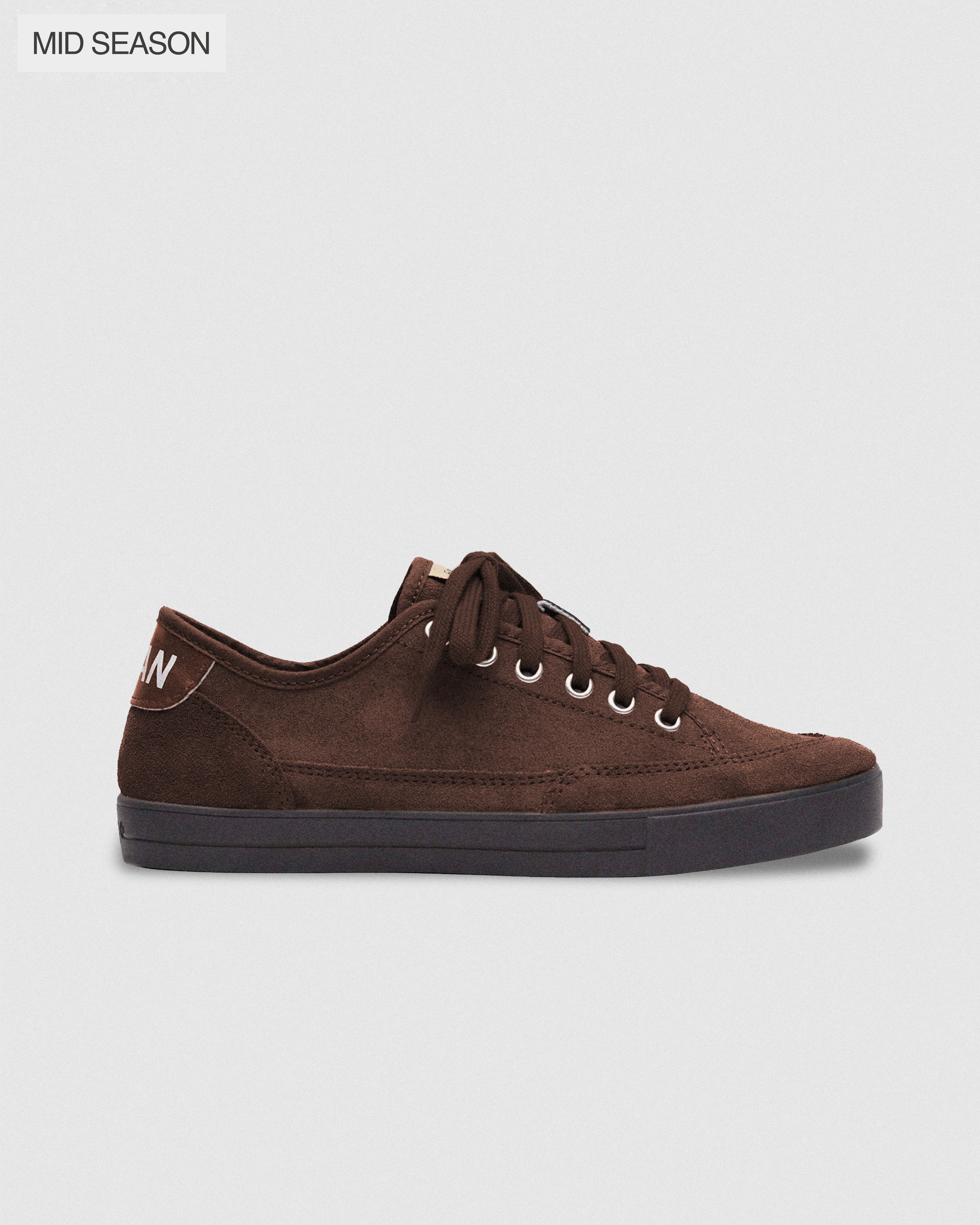 Zapatillas FoogaPlan ICON Choco marrón vista lateral, sneakers premium minimalistas