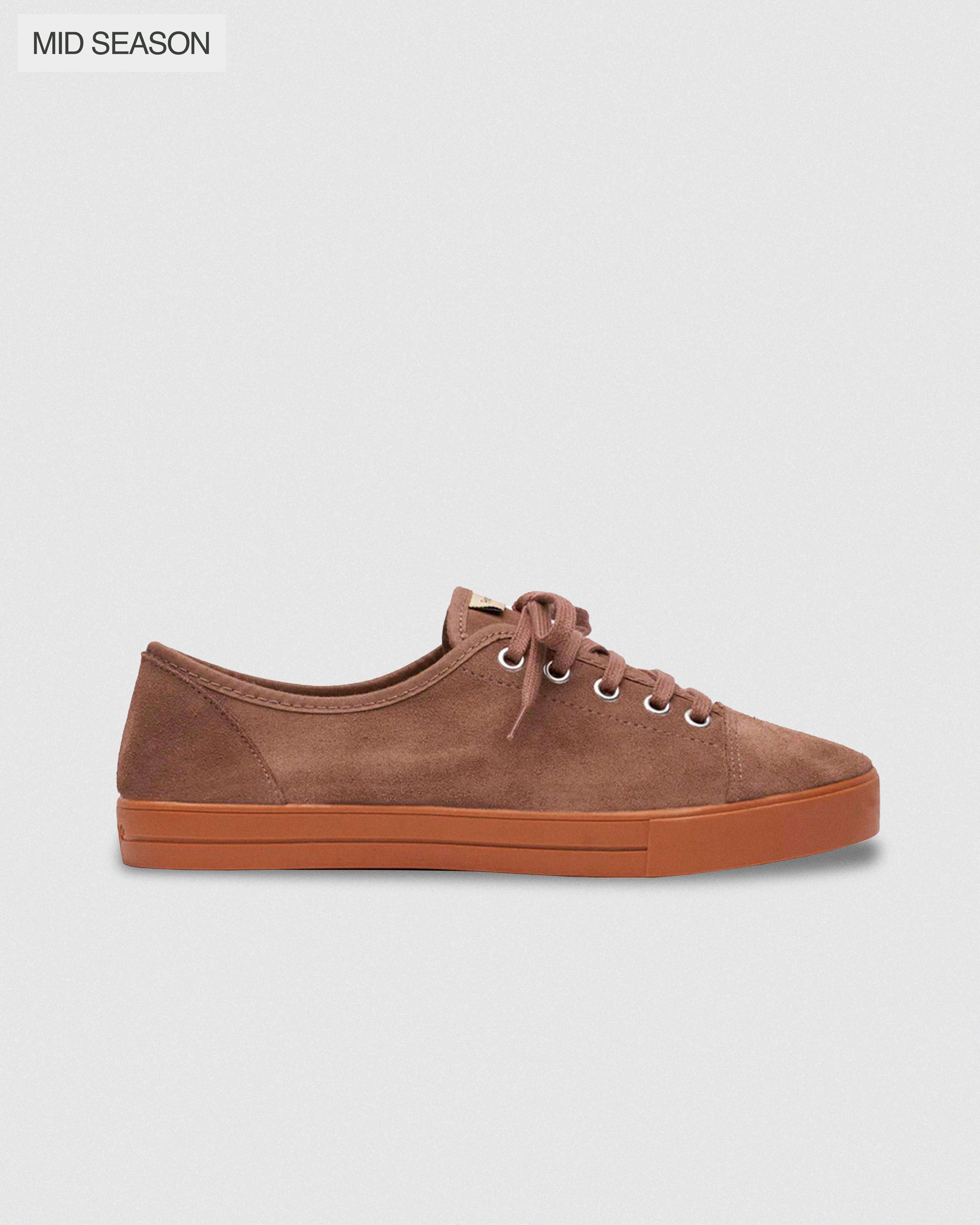 Zapatillas FoogaPlan ONE Teddy marrón vista lateral, sneakers premium 