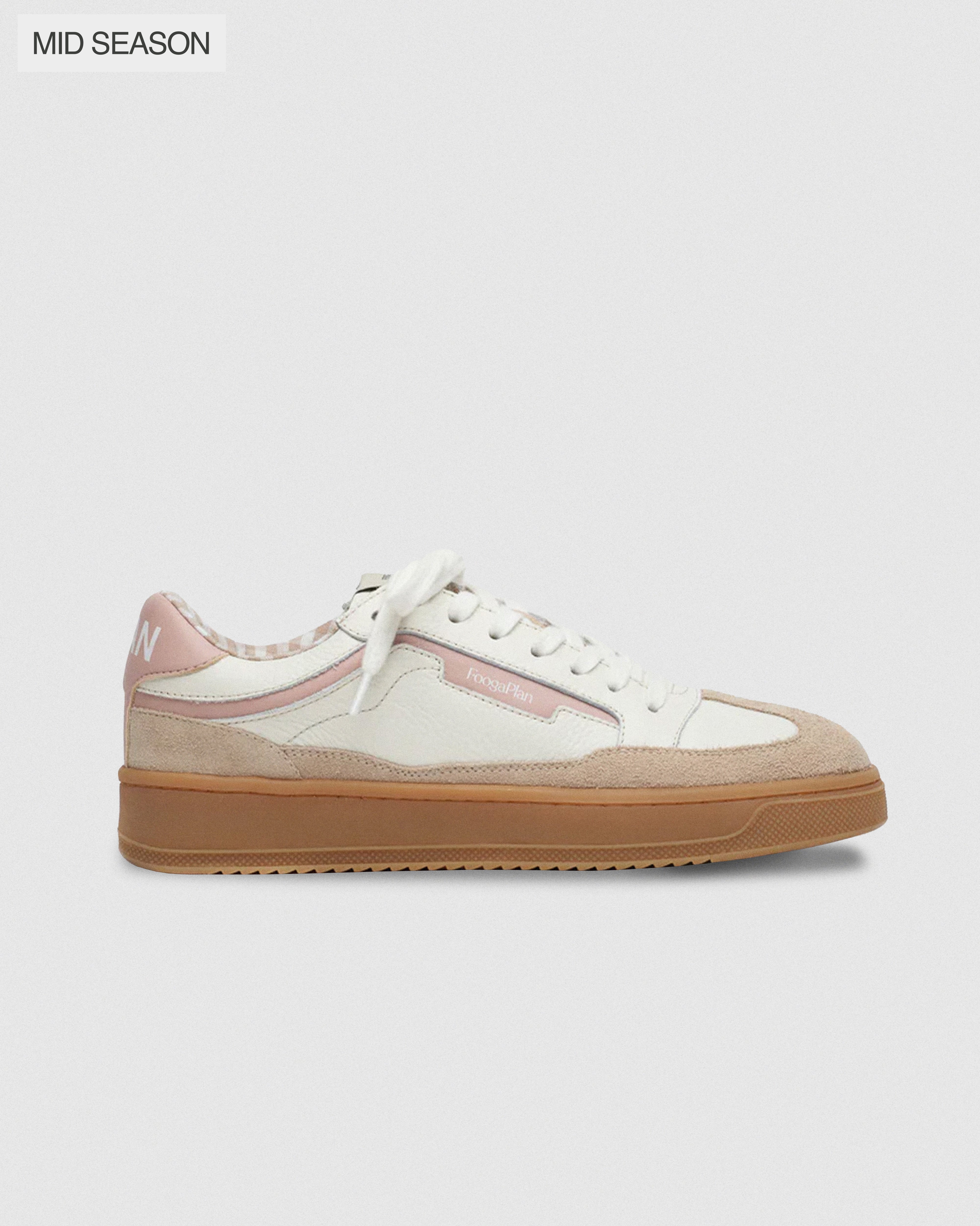 Zapatillas VICHY Rose FoogaPlan x Petite Mafalda - Vista frontal diseño vichy blanco napa vacuna