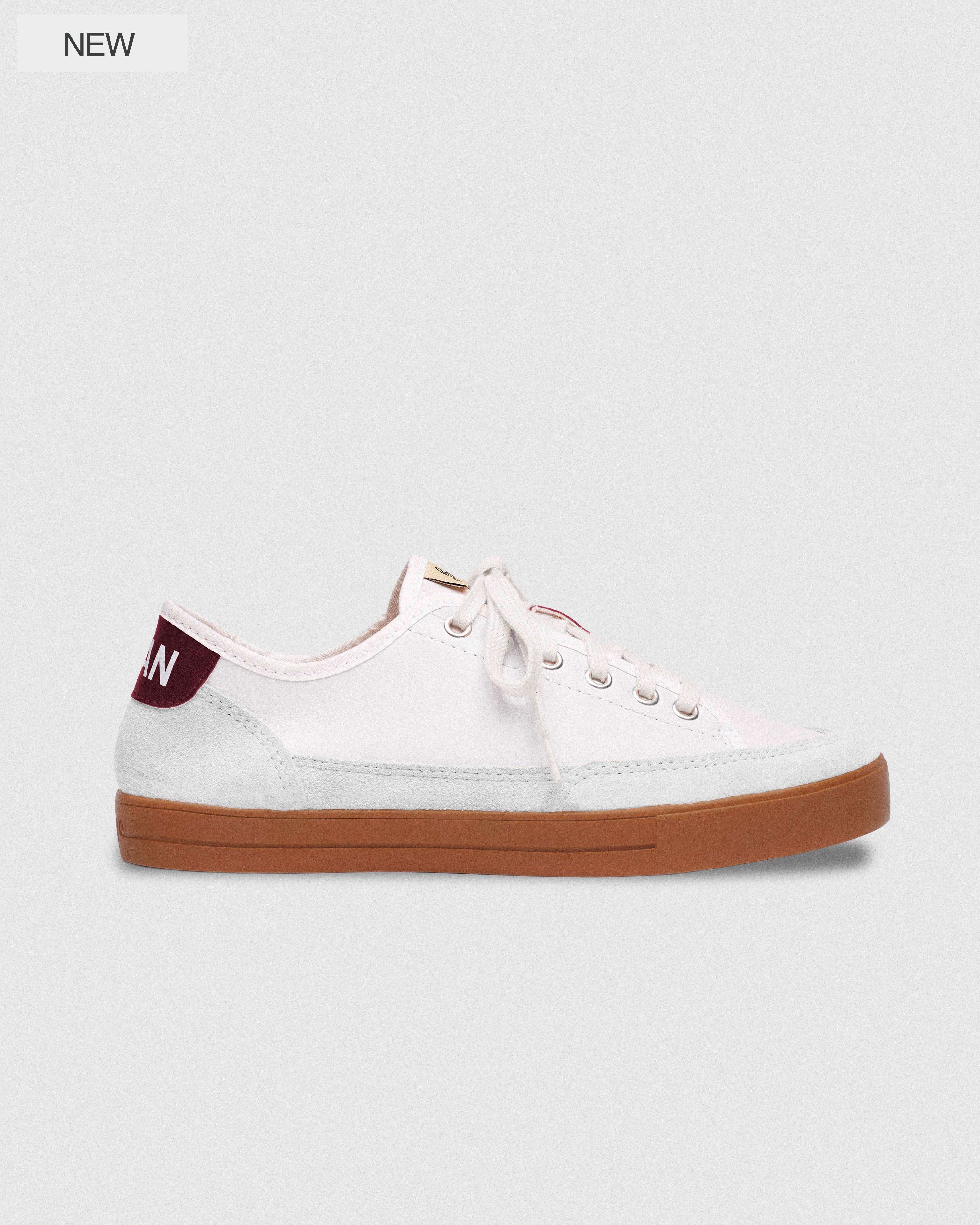 Zapatillas FoogaPlan ICON Helly beige vista lateral, sneakers premium minimalistas