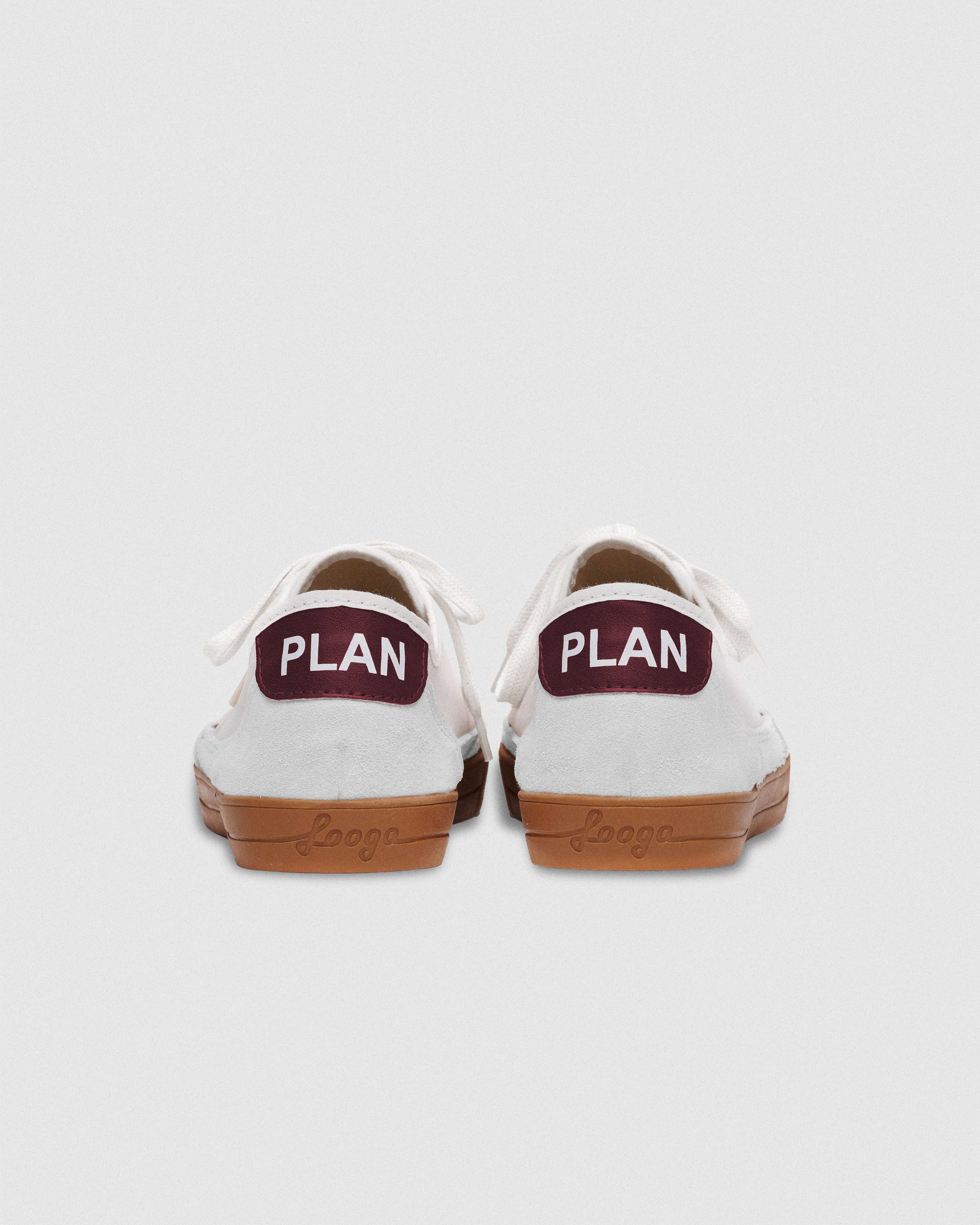 Zapatillas FoogaPlan ICON Helly beige vista trasera, detalle del talón de las sneakers